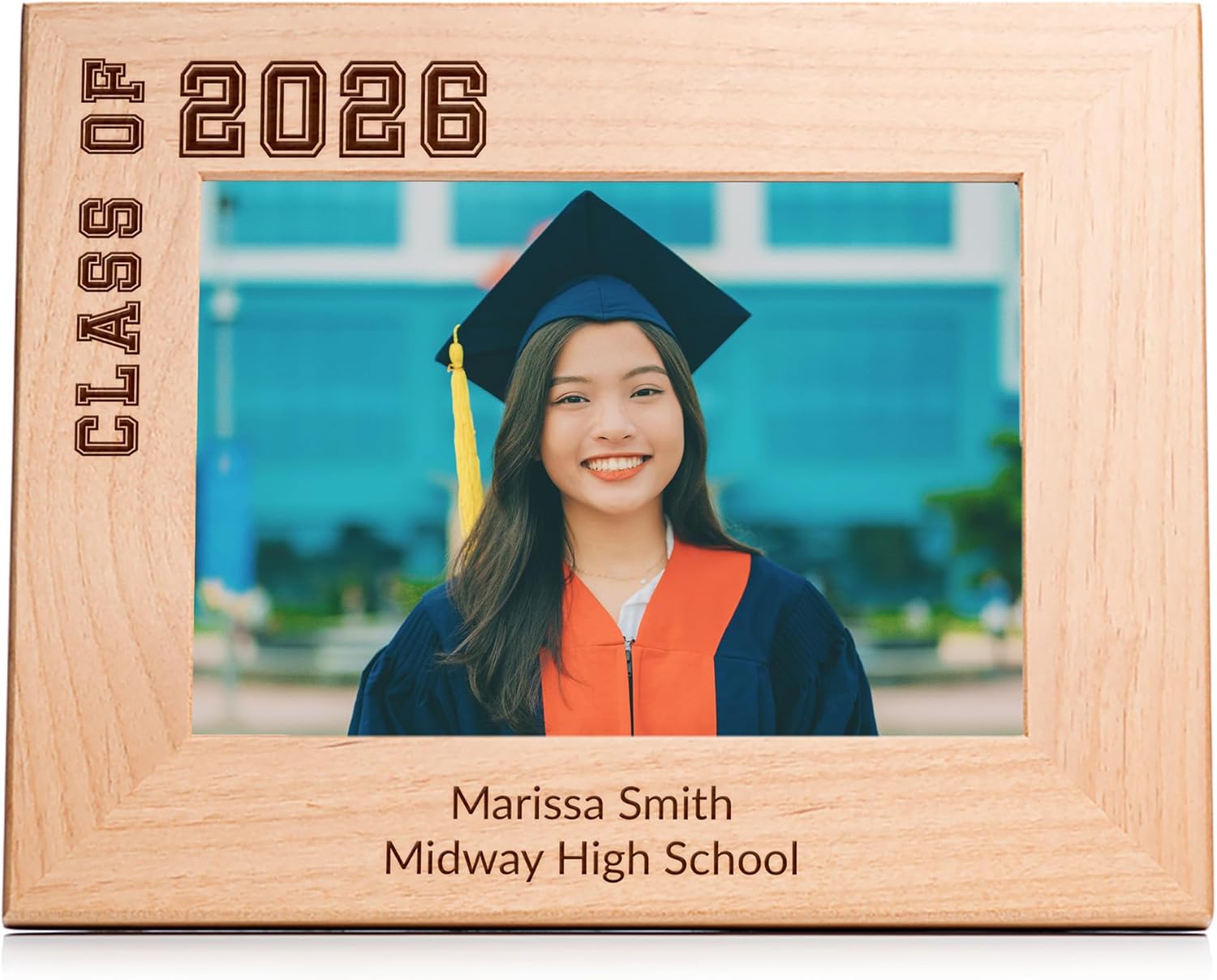 Lifetime Creations Personalized Graduation Picture Frame - Graduation Gifts for Him or Her, Class of 2026, College, High School, Hardwood Custom Engraved in USA (Holds 5x7 Inch Landscape Photo)