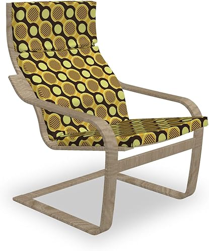 Ambesonne Retro Armchair Pad and Slipcover, Abstract Diagonal Chains Pattern Along Striped Circles Shapes in Geometric Design, 1 Piece Soft Cushion