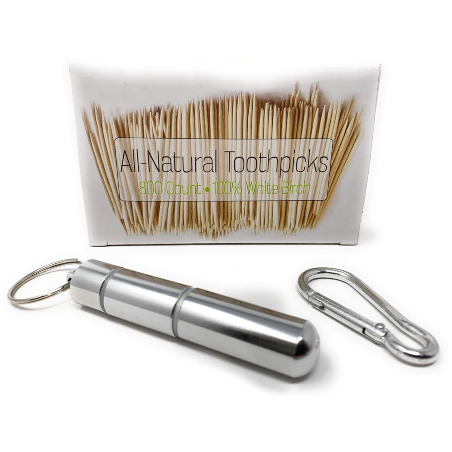 Buy 100 Natural White Birch Wooden Toothpicks + Portable Holder by