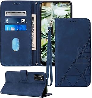 A03s Phone Case,for Samsung A03s Case Wallet,[Kickstand][Wrist Strap][Card Holder Slots] TPU Interior Protective for Samsung A03s Case,PU Leather Folio Flip Cover for Samsung Galaxy A03s Case (Blue)