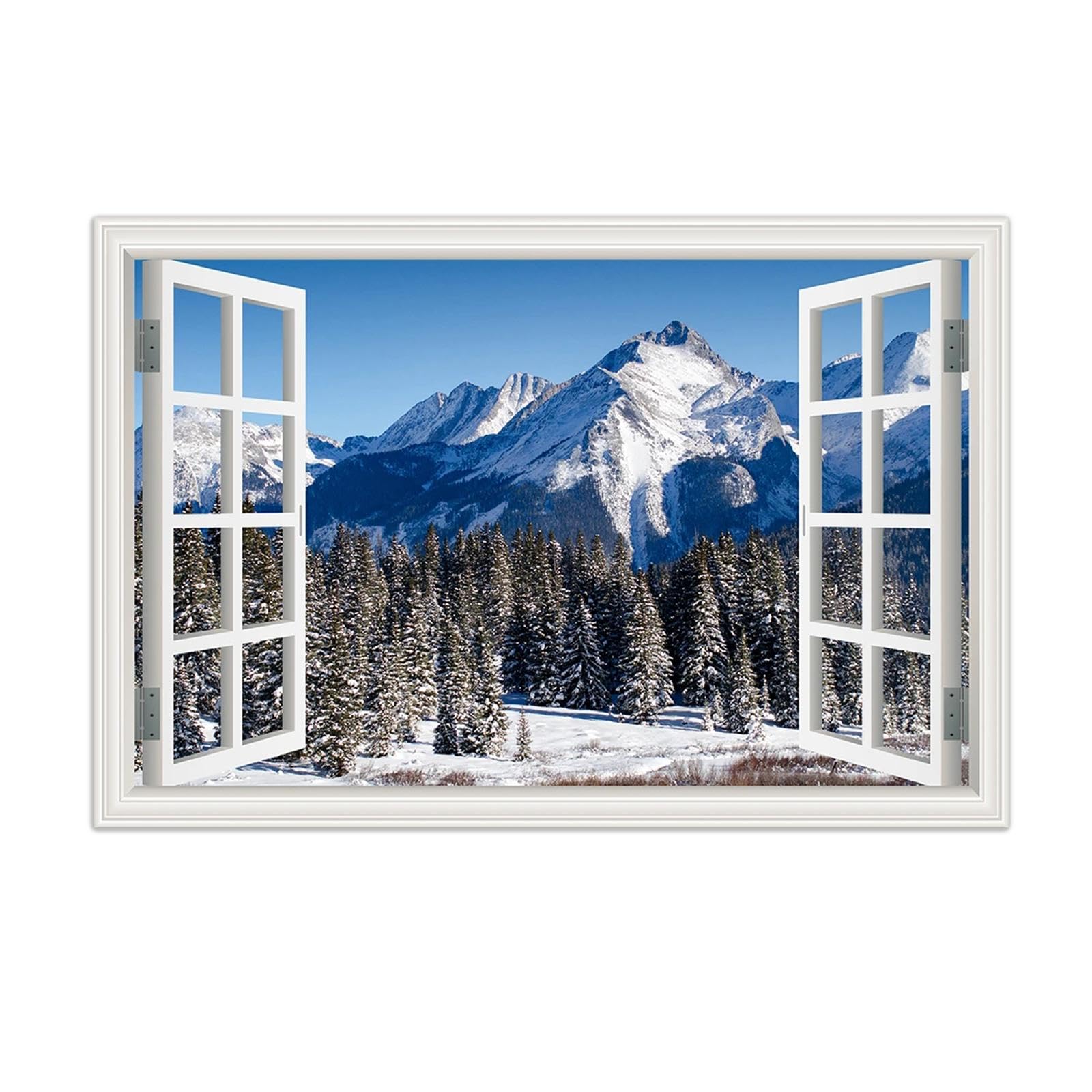 Sfondo Fotografico In Poliestere 250x180 Cm – Finestra Rurale Con Neve Per Scene Natalizie