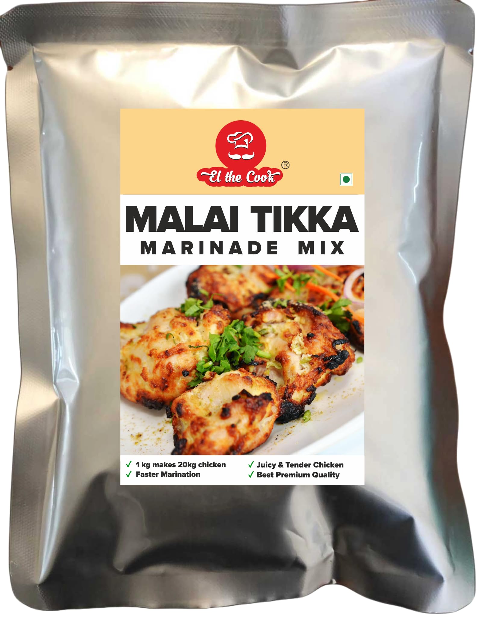 EL The Cook Malai Tikka Marination Mix 500g | Base Powder Masala for faster marination | Add Hung Curd and use to marinate Chicken, Paneer, Mushroom, Soya Chaap | Flavourful & Aromatic, 100% Veg, 500g-image-41