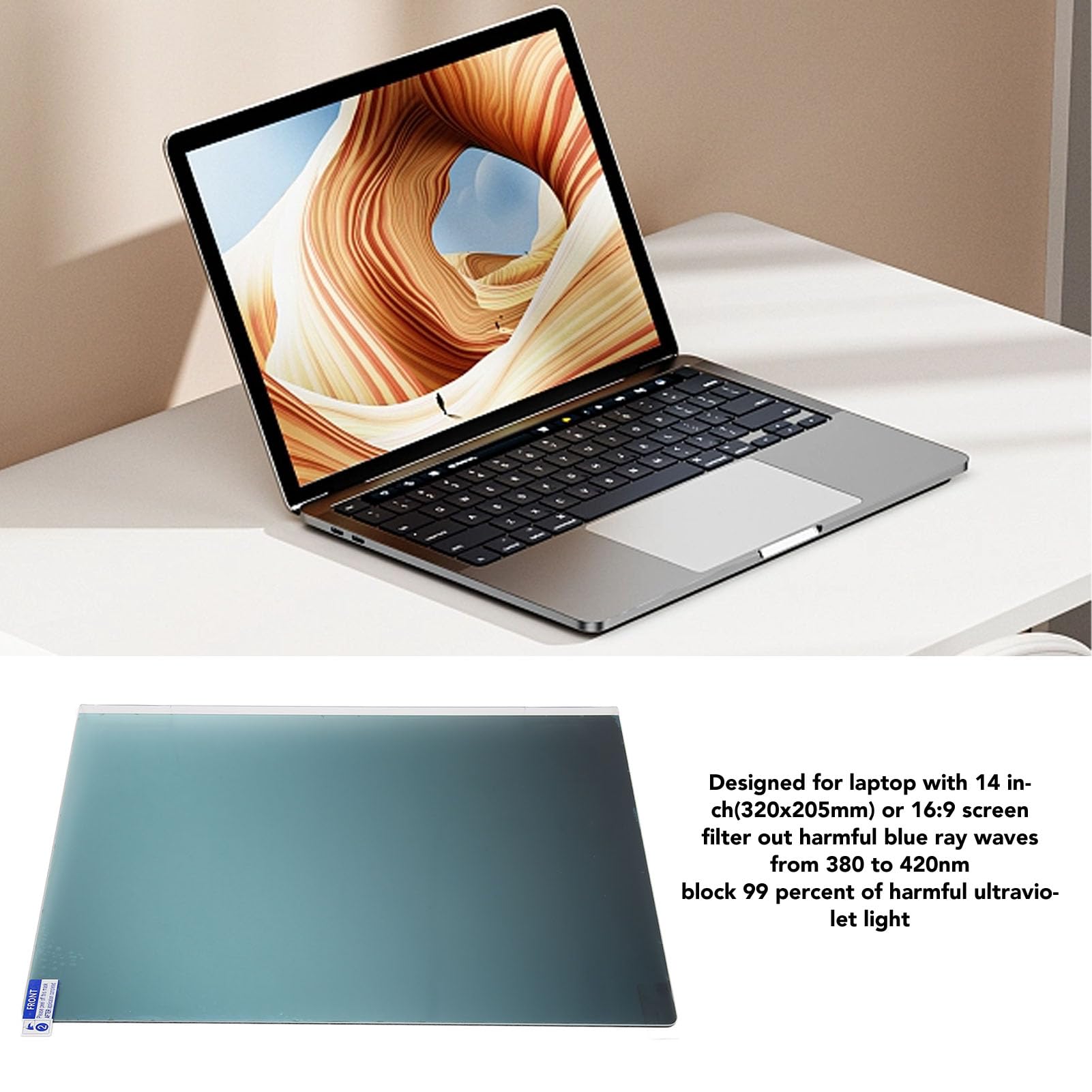 Protector de Pantalla para Portátil, Filtro de Privacidad para Monitor 16:9 de 14 Pulgadas, Antiazul, ángulo de Visión de 60 Grados, Fácil Montaje