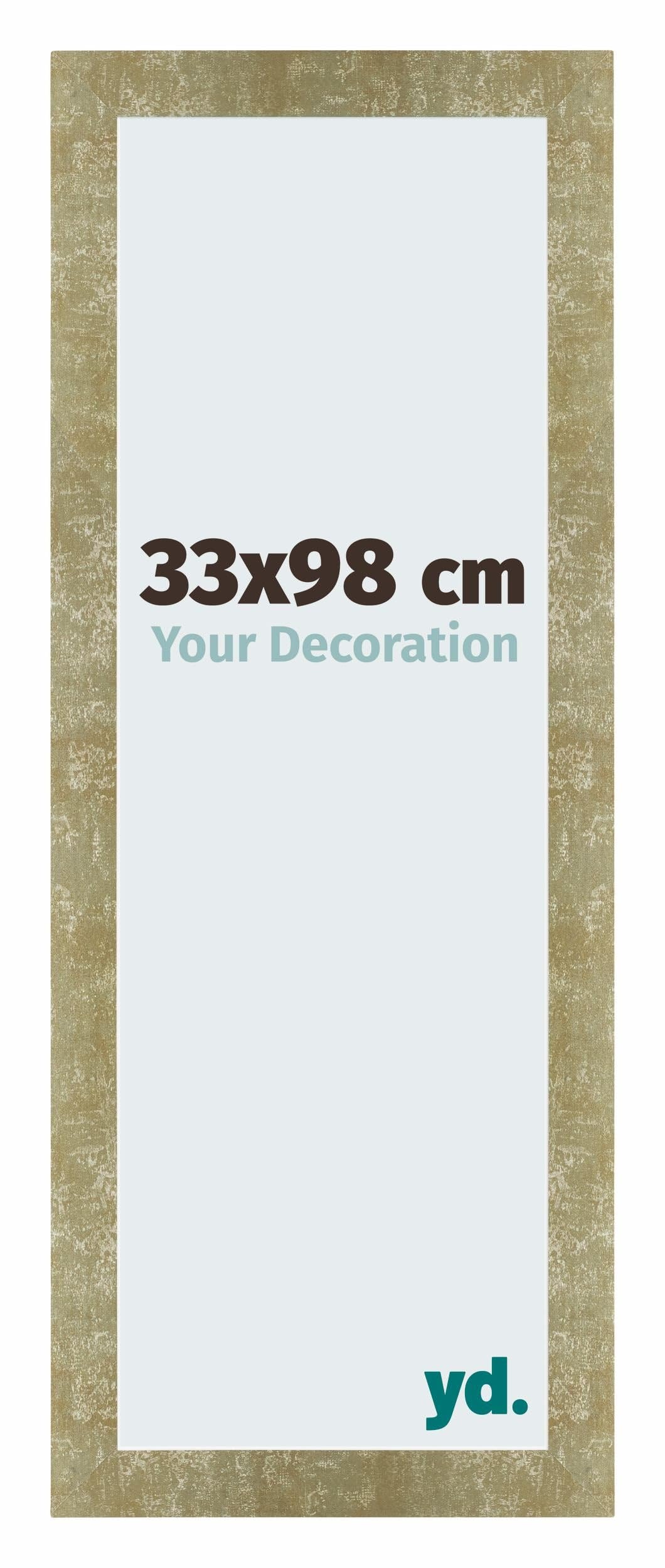 Your Decoration - Picture Frame 33x98 cm - Gold Antique - Decorative Wall Frame in MDF with Antireflection - Frame 33x98 - Mura