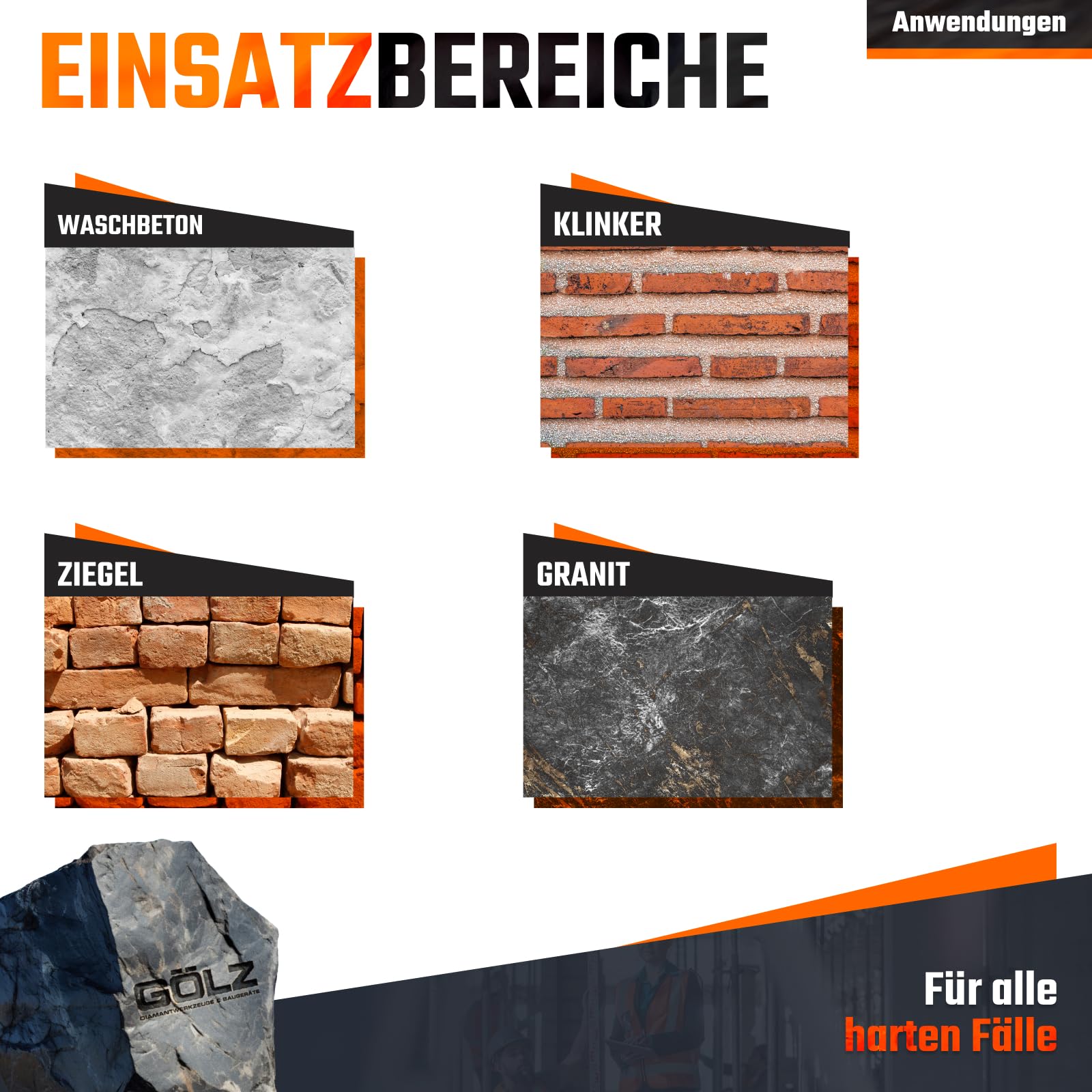 GÖLZ Diamant Trennscheibe LT-U15 Ø400 x 25,4 mm, Diamantscheibe für Waschbeton, Ziegel, Klinker und Granit, Premium Qualität Made in Germany