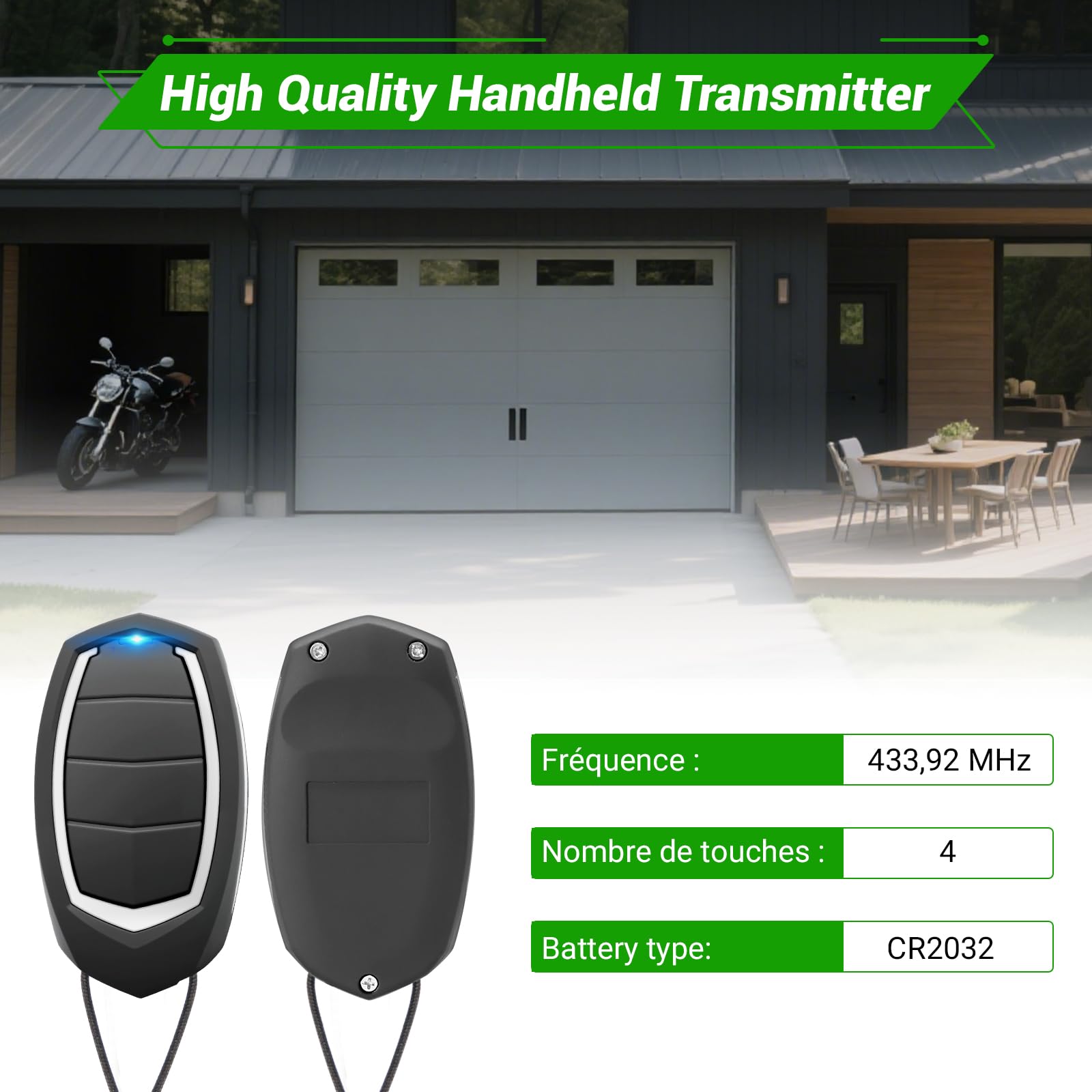 Mando a Distancia para Puerta de Garaje Automática – Compatible únicamente con sistemas de Motorline Falk MX4SP – 4 Canales, Código Dinámico Rolling Code, Frecuencia 433,92 MHz (Pack de 3)