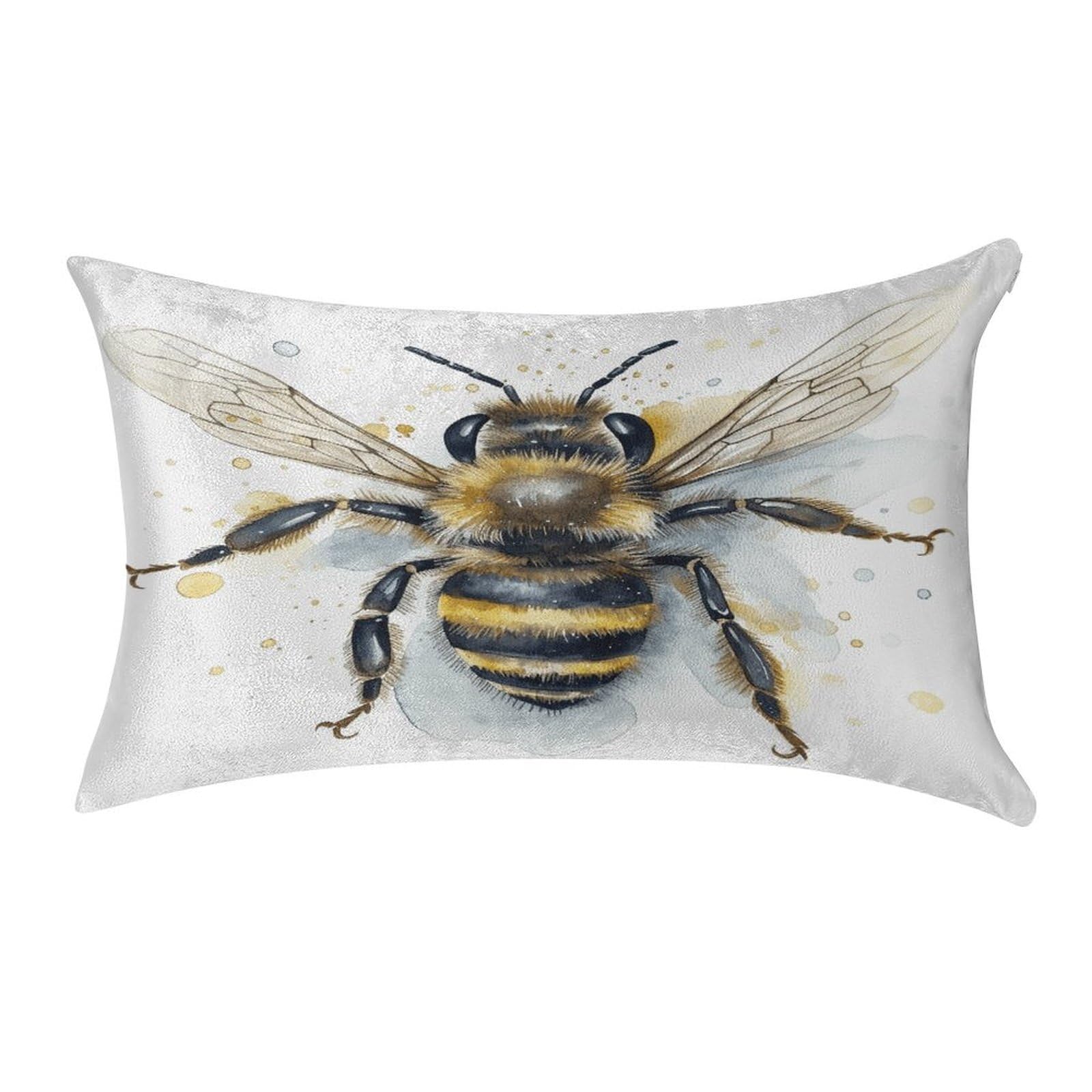 VstaDank Watercolor Bee Throw Pillow Cover 12"×20" Ultra Soft Pillowcase Cozy Lumbar Pillow Shell Gold Velvet Exquisite Decorative Cushion Sham Protector for Couch Sofa Bedroom