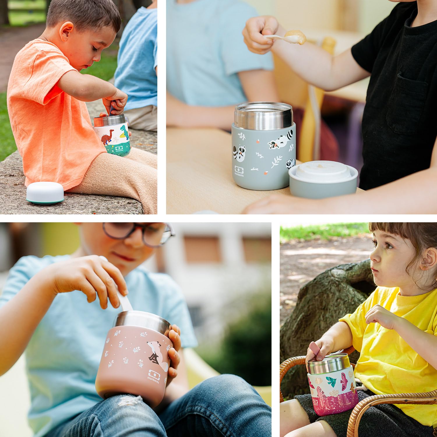 monbento Lunch Box Isotherme Enfant - Inox - Chaud/Frais jusqu'à 5h - 280ml | Petite Boîte Repas Hermétique - Idéal pour Travail/Ecole - sans BPA - Léger, Compact et Résistante - Idée Cadeau - Fleurs