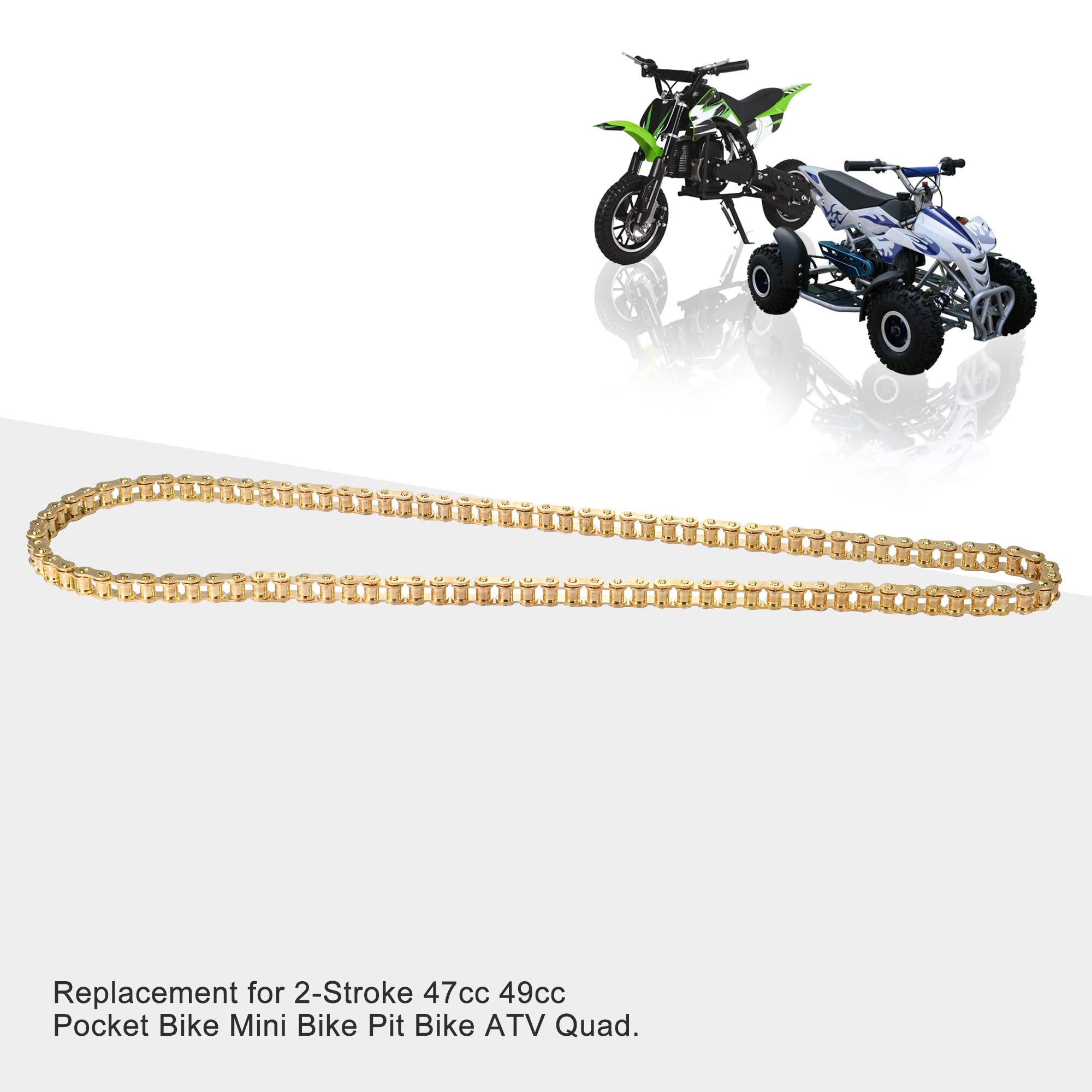 GOOFIT 428 Heavy Duty Cadena de transmisión 104 Izquierda reemplazo para Moto ATV Dirt Bike & Go Kart Oro
