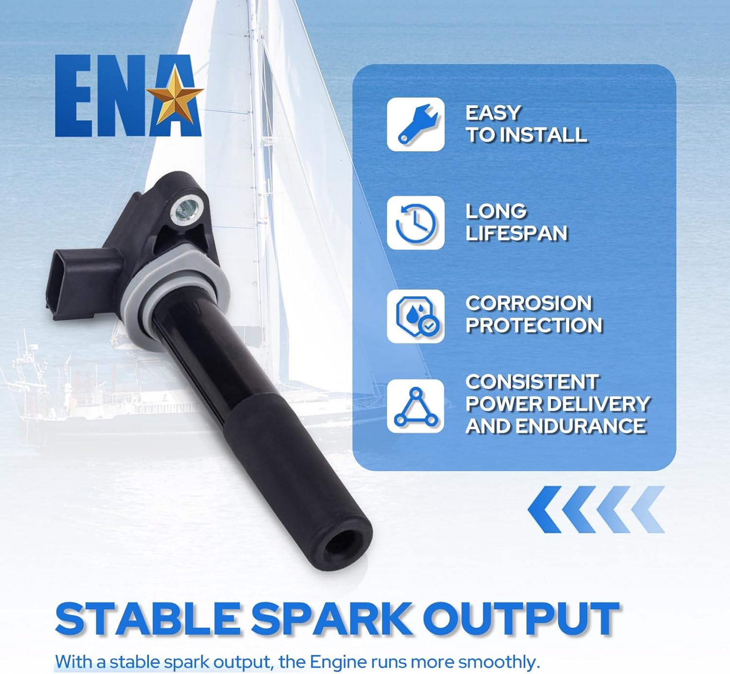 ENA Set of 4 Ignition Coil Compatible with Mercury 75 80 90 100 115 EFI Verado Outboard 135 150 175 200 225 250 275 300 350 400 Replacement for 19005251 339-880615T01 8M0039809
