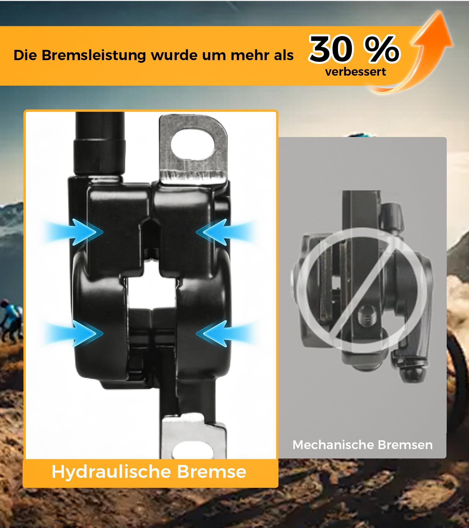 Fahrrad Hydraulische Scheibenbremse, Fahrrad Vorne Hinten Scheibenbremse Set, Rechts Vorne 800mm Links Hinten 1400mm, Aluminium Hydraulik Bremse für MTB Rennrad Mountainbike