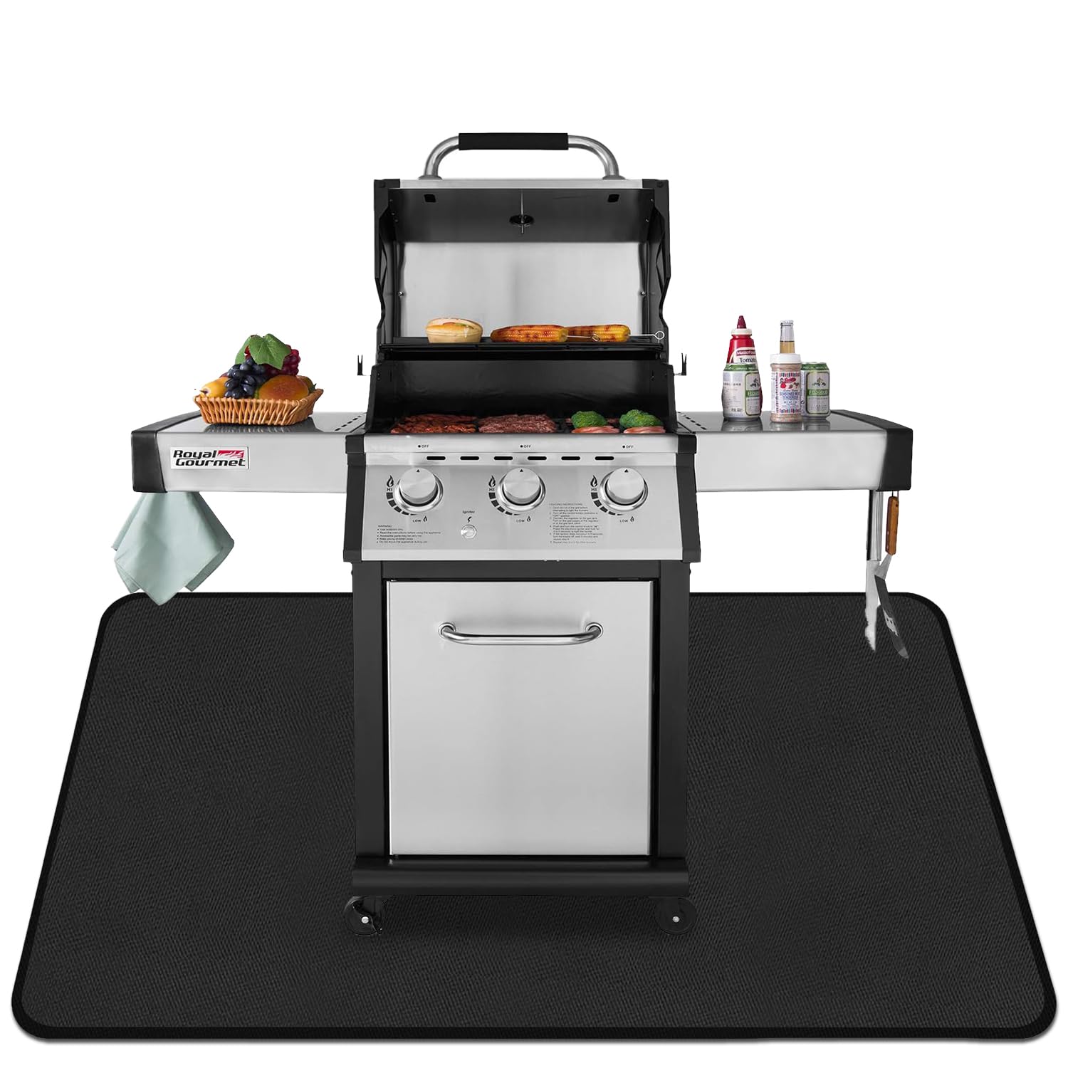 Tapis de Protection Tapis Barbecue Sol D'extérieur Tapis de Gril Anti Feu BBQ Tapis Réutilisable Facile à Nettoyer Étanche Tapis de Foyer pour Pelouse Patio