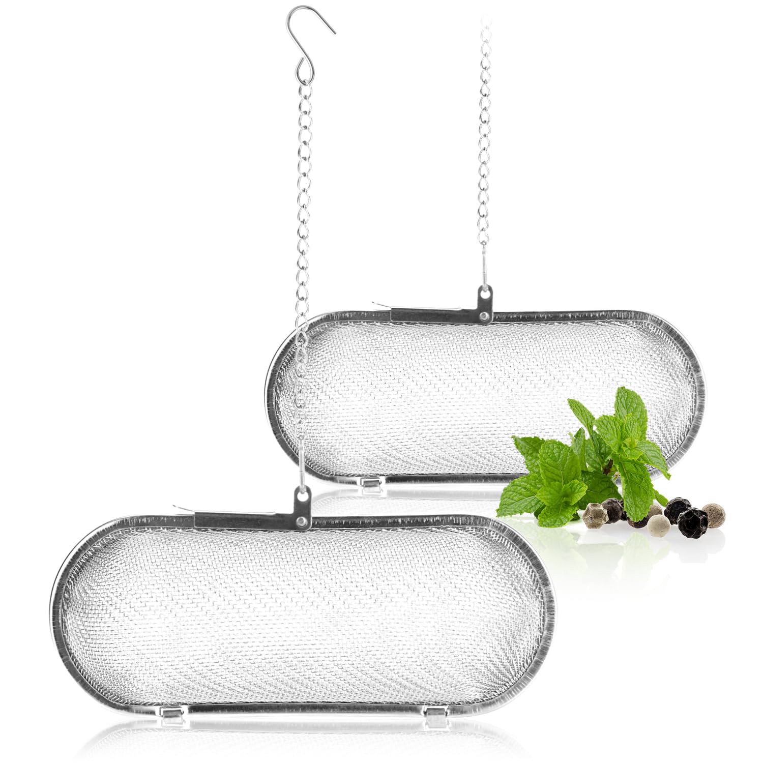 COM-FOUR® 2x sitka do herbaty wykonane ze stali nierdzewnej 304, mozna myc w zmywarce - Zaparzacz do herbaty 11 cm do herbaty sypanej, przypraw i ziól - Filtr do herbaty o drobnych oczkach