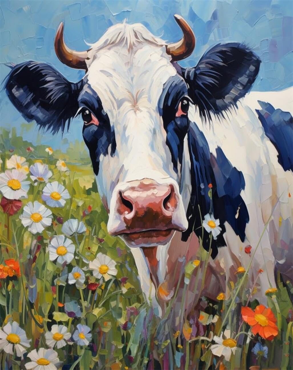 AxiangziK DIY Counted Cross Stitch Kits Cows and Flowers 11CT 40x50cm