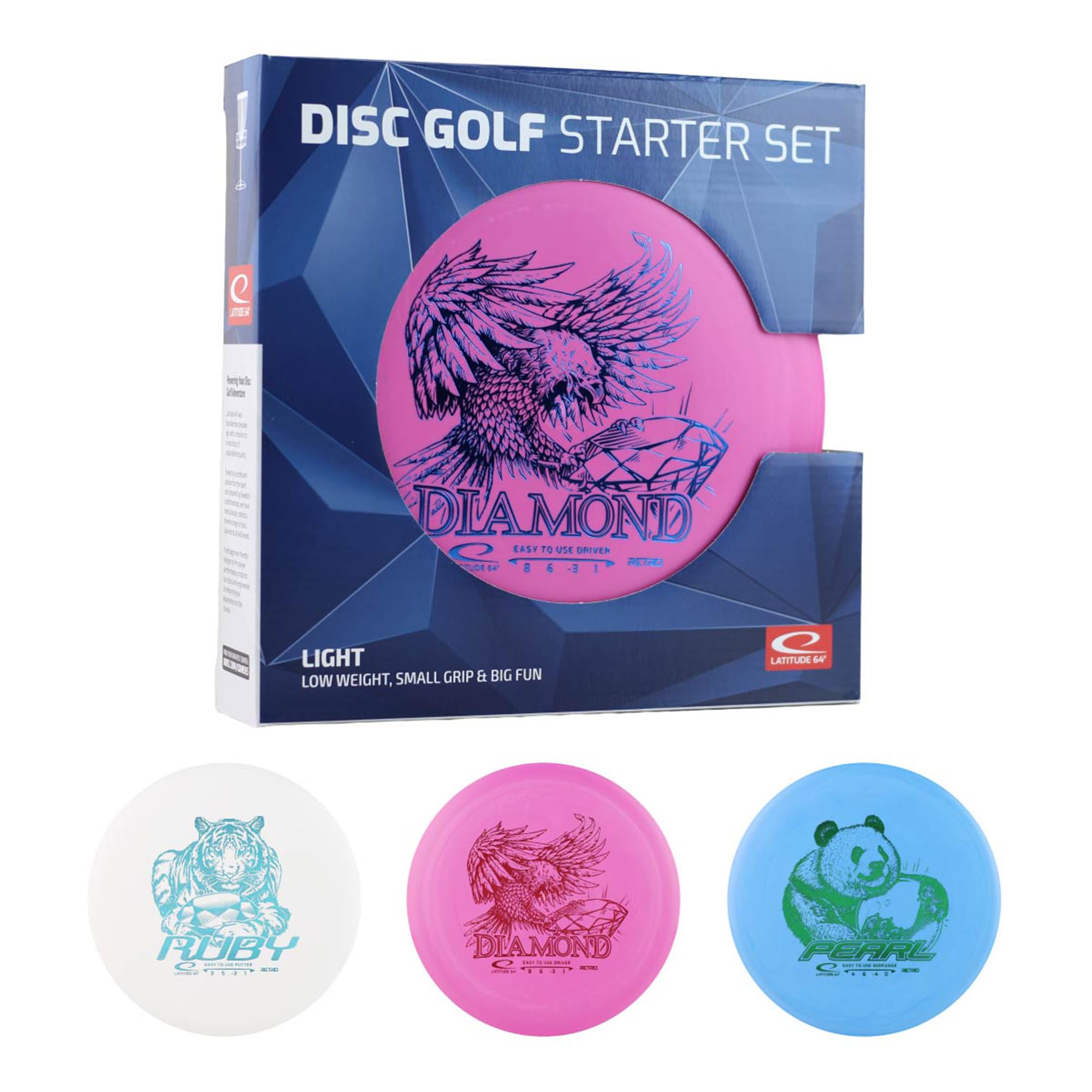 Latitude 64° Golf Discs Set 3 Discos Golf Light Adulto Unisex, Multicolor, Entre 150-160g según el Disco