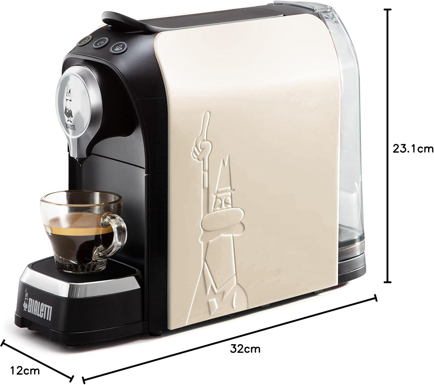 Bialetti Super, Macchina Caffè Espresso per Capsule in Alluminio, Supercompatta, Serbatoio 700 ml, Bianco Latte Bialetti Super, Macchina Caffè Espresso per Capsule in Alluminio, Supercompatta, Serbatoio 700 ml, Bianco Latte
