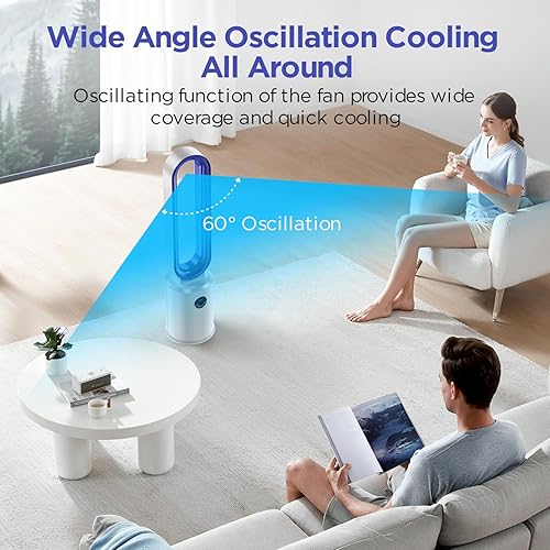 Miniatura 4 de Ventilador de torre sin aspas, ventilador de torre silencioso de 38 pulgadas con control remoto, 24 velocidades, temporizador de 12 horas,