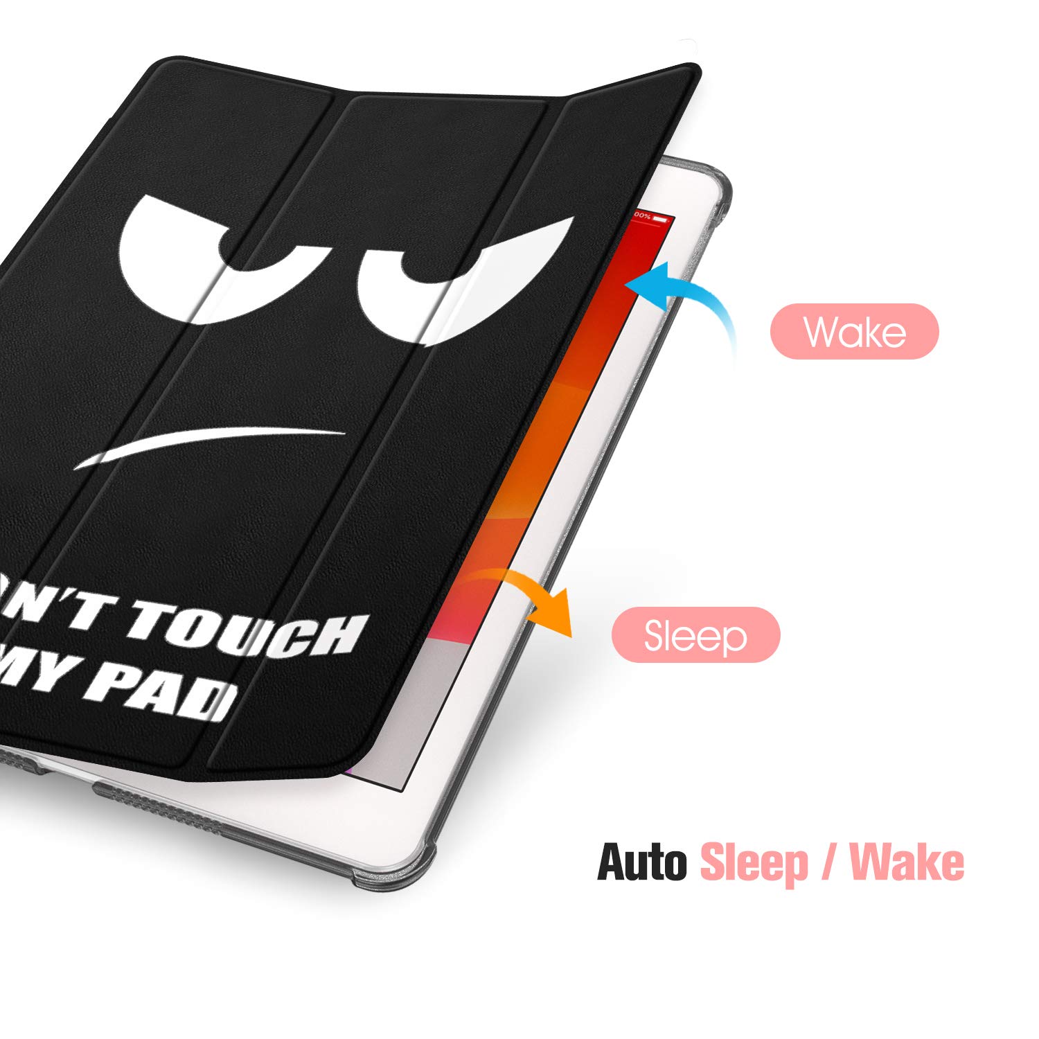 FINTIE Custodia per iPad 10.2 Pollici 9a / 8a / 7a Generazione (2021 2020 2019) con Built-in Pencil Holder - Sottile Leggero Semi-Trasparente Cover Case con Auto Sveglia/Sonno, Don't Touch