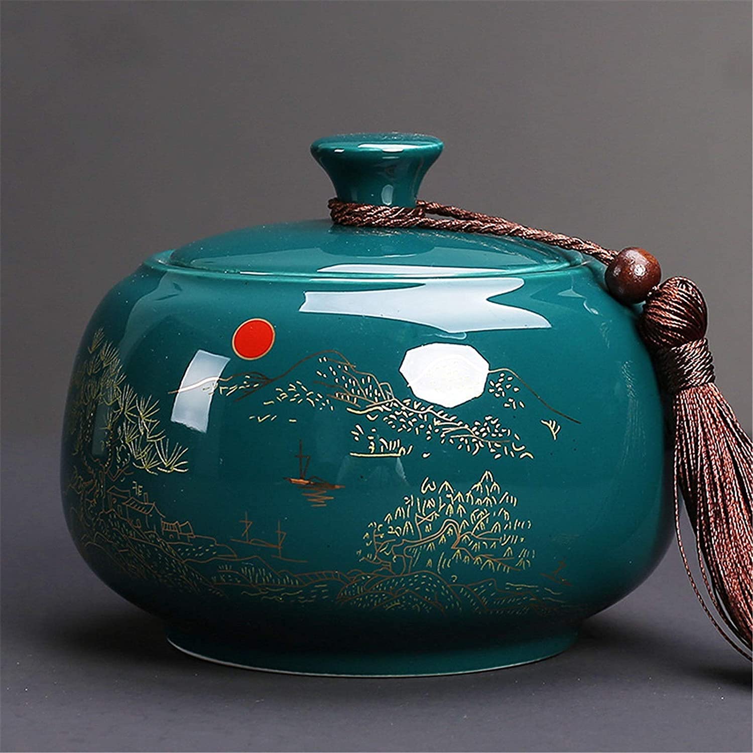 Keramik-Teedose, Teedose aus Keramik, Einmachgläser, Vorratsdosen for Lebensmittel in der Küche, im Retro-Chinesischen Stil, große for die