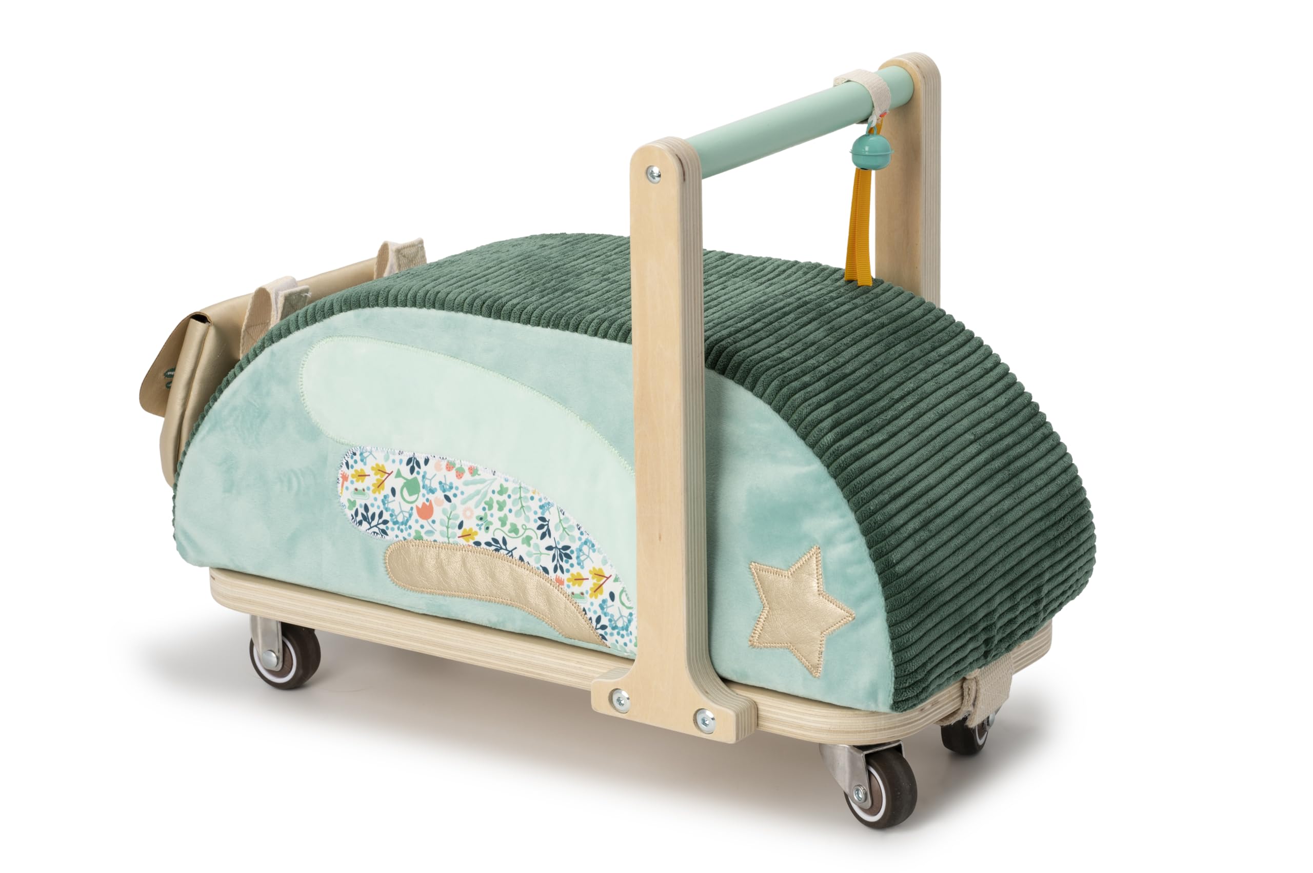 LILLIPUTIENS - Girello per Bambini in Legno e Tessuto Joe Il Drago - Stimola l’immaginazione e l’Equilibrio dei più Piccoli - con Ruote multidirezionali e Tasca Rimovibile - dai 12 Mesi - 83467