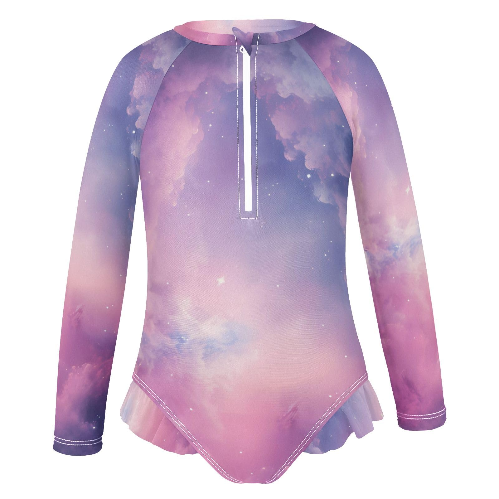 ALAZA Swimsuit for Girls Long Sleeve Rashguard Bathing Suit Cloud 5 Quick Dry 4T