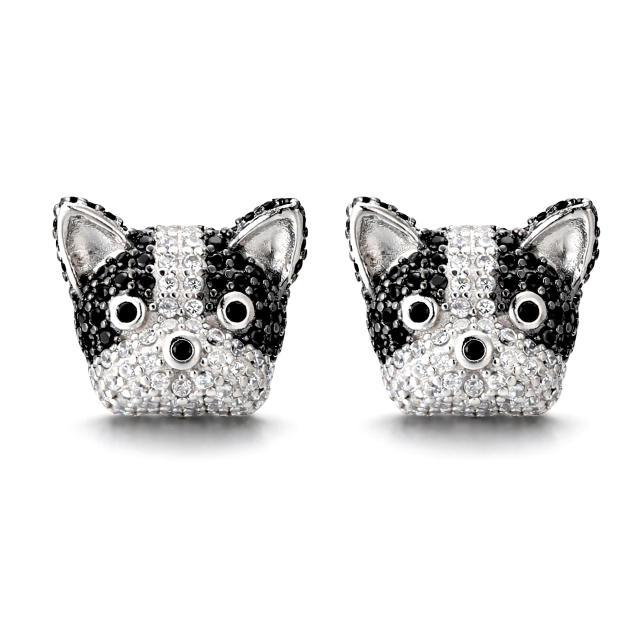 Boston Terrier Earrings for Women by Ginger Lyne| Cubic Zirconia French Bulldog Frenchie Dog Stud Earrings for Her | Fashion Jewelry Gifts for Dog Mom