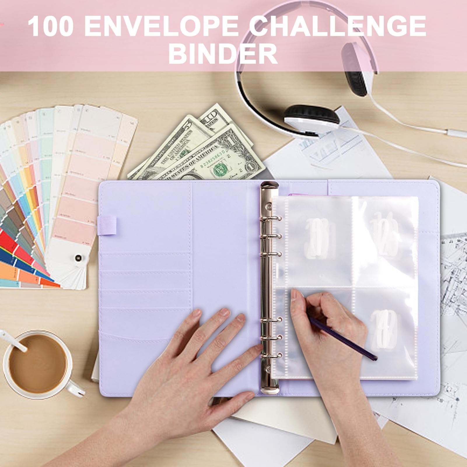 Amazon.co.jp: 100枚の封筒チャレンジバインダー、お金の節約
