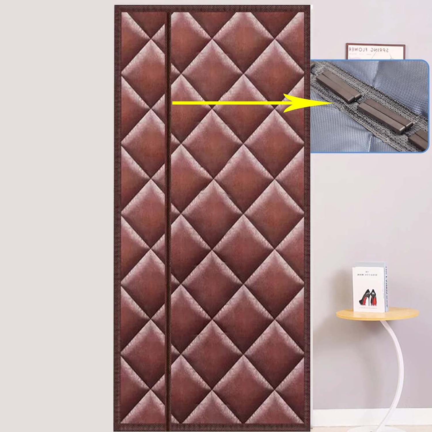 ZARBAILRE 磁気断熱ドアカーテン 150x230cm、出入り口カーテン、暖かい空気と冷気を遮断、フロントドア/パティオドア/