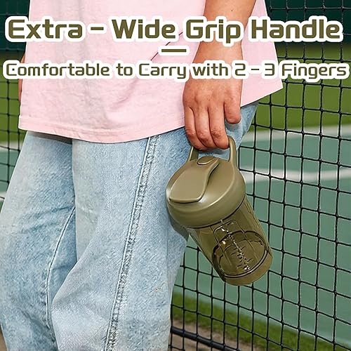 Miniatura 2 de Botella mezcladora de proteínas, taza de proteína a prueba de fugas para gimnasio, fitness y suplementos (paquete de 2, verde y naranja)