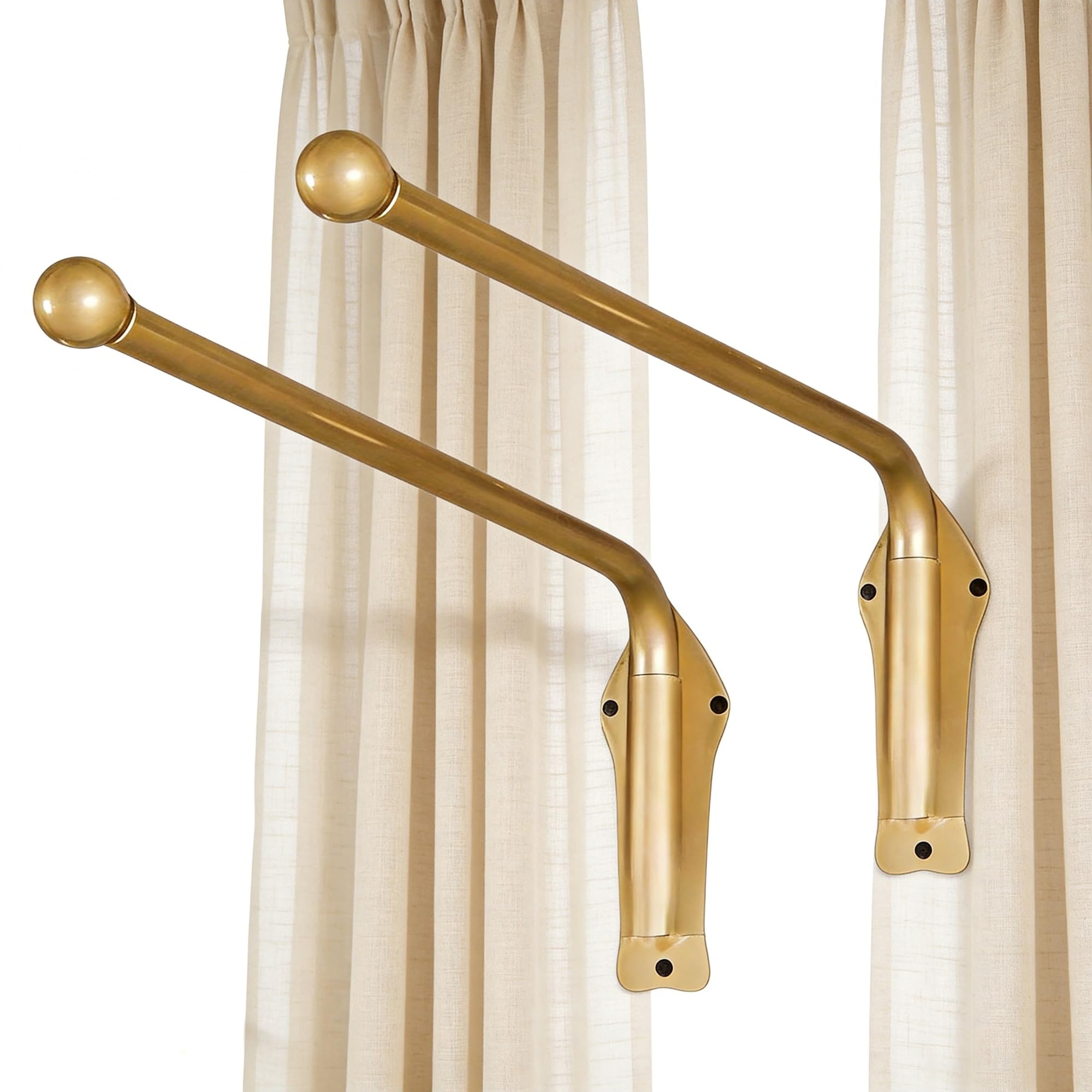 Tringle à rideaux pivotante en 2 parties, disponible en noir et or, pour panneaux latéraux. Présentoir à rideaux.(Gold,70cm/25.55in)