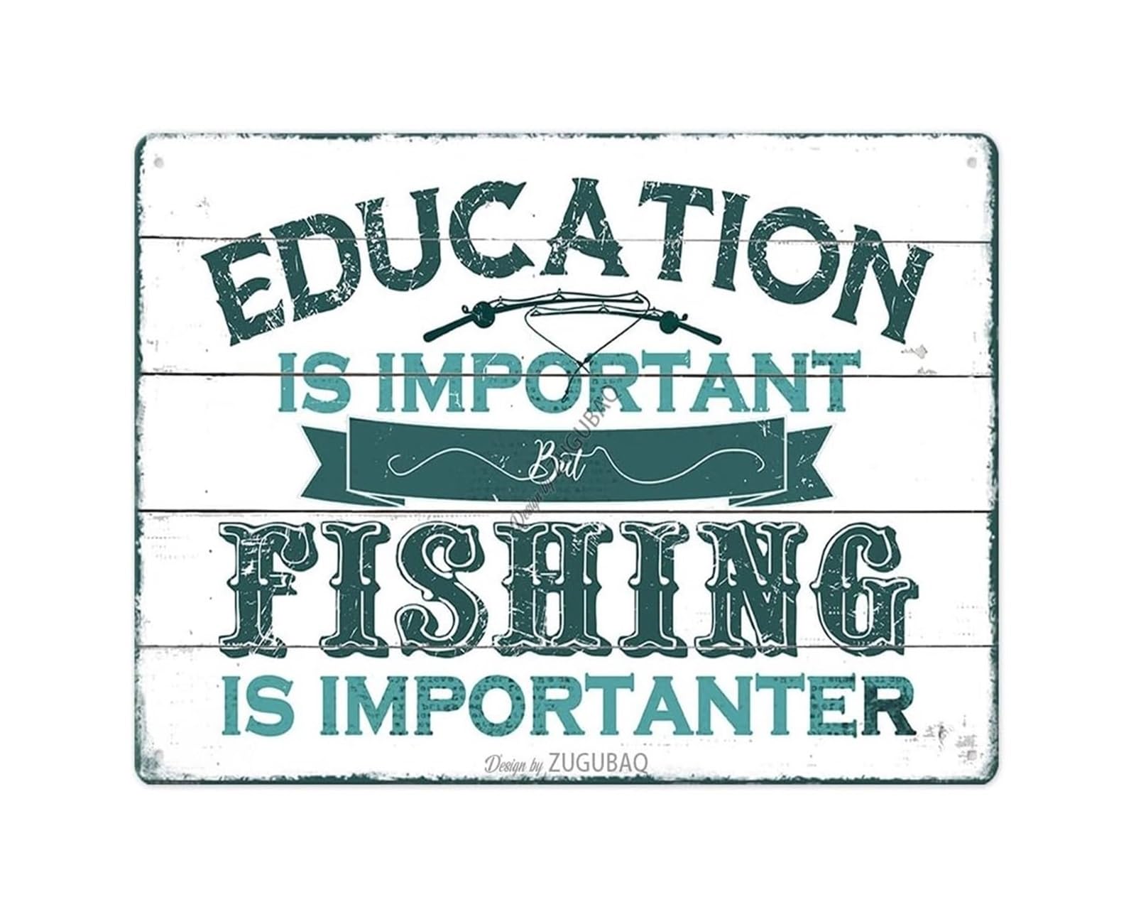 CBQZCHWDKT Funny Angler Gift White Blue Tin Sign Fishing Is Importanter Vintage Metal Wall-Art for College Dorm Office Home 8 X 12 inch