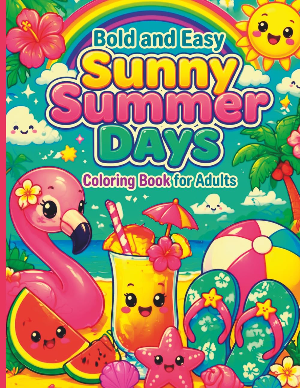 Sunny Summer Days Coloring Book for Adults: Bold and Easy Beach Vibes, Cute Vacation Scenes, Relaxing Coastal Fun & Cozy Summer Moments