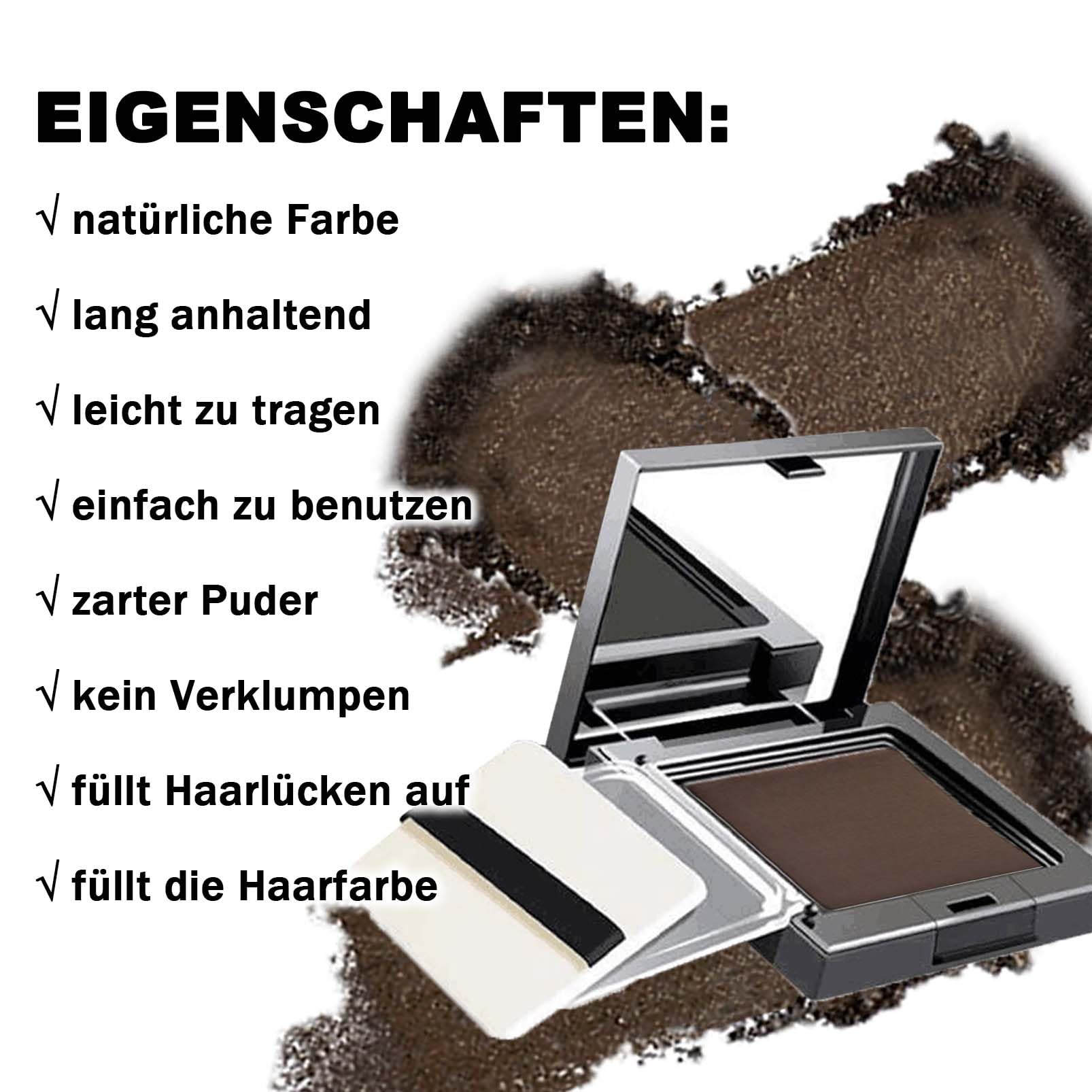 Puder do linii włosów, puder do zagęszczania włosów, puder do uzupełniania przerzedzających się włosów, puder do zagęszczania włosów, wodoodporny, szybkie nakładanie (kawowy)