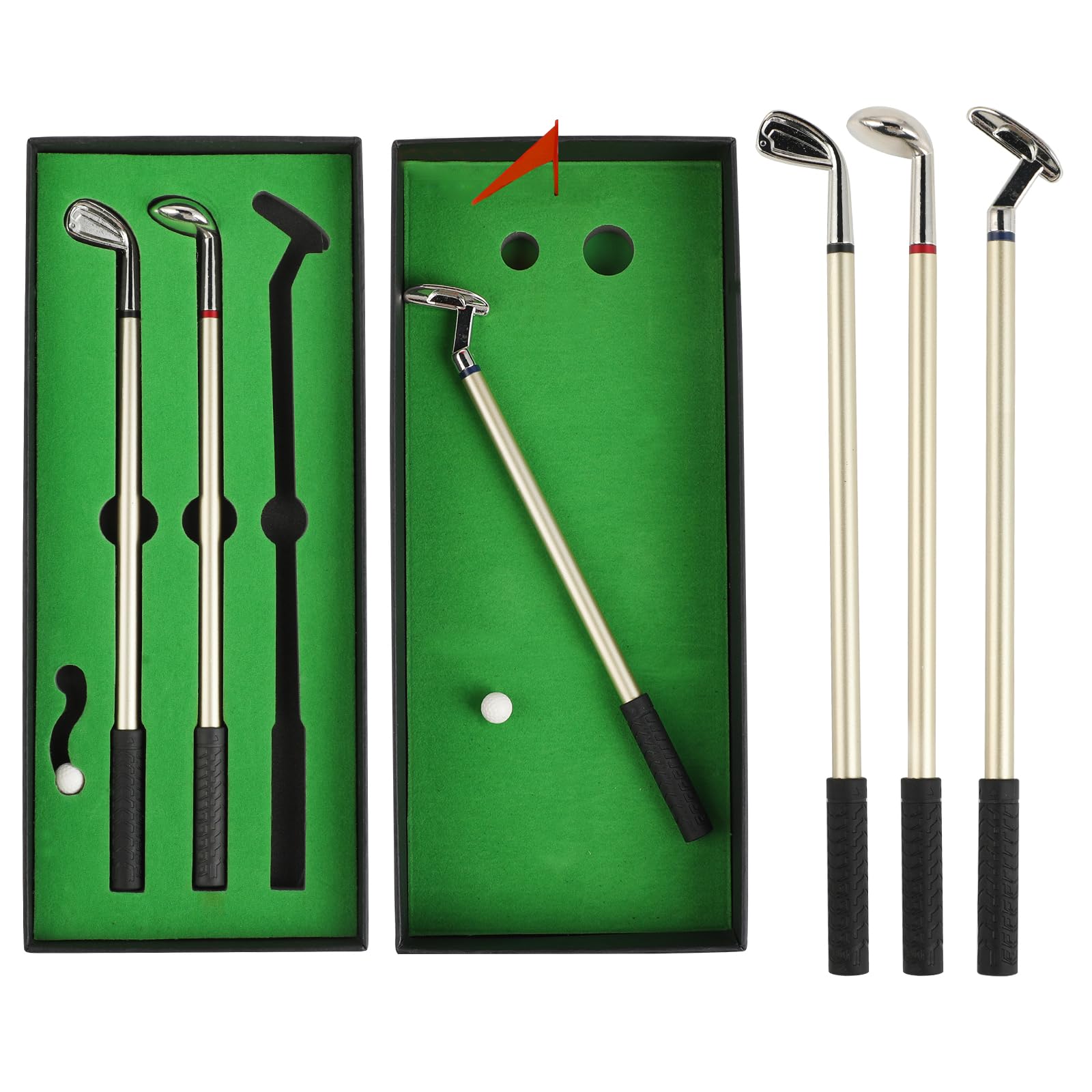 KITDAHOM Minigolf - Regalos Golf para Hombres - Bolígrafo Fidget, Set Bolígrafos Golf, 3 Bolígrafos Palo Golf, Mini Juegos Escritorio, Juguete Fidget, Ideal Fiestas, Regalos Oficina y Fans Golf