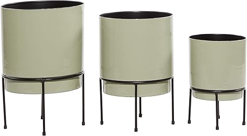 Miniatura 8 de The Novogratz Maceta de metal para interiores y exteriores con soporte negro extraíble, juego de 3 de 10 pulgadas, 13 pulgadas, 14 pulgadas de alto,