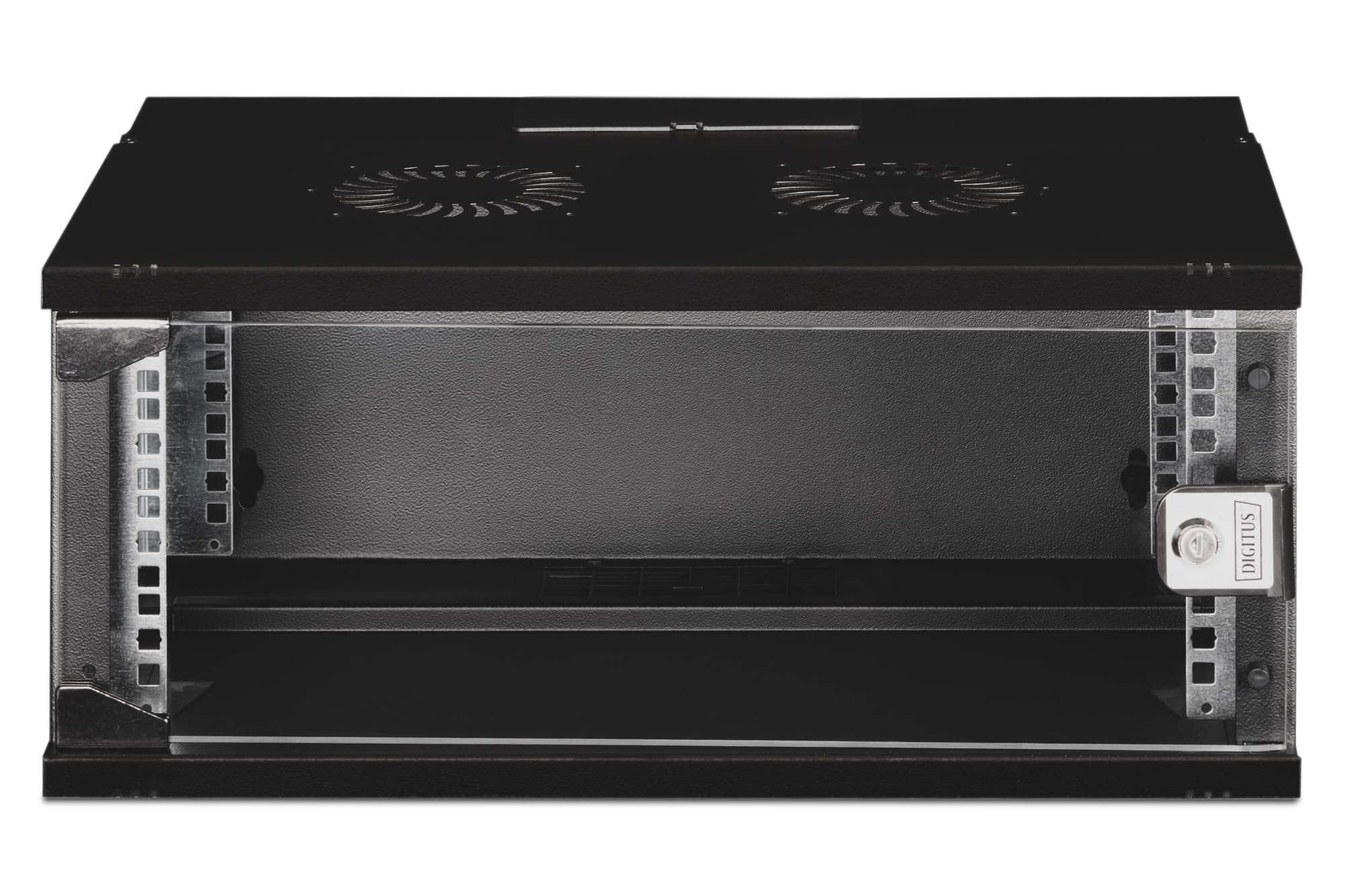 DIGITUS Armario de Red - Rack de 19" 4 U - sin Montar - Montaje en Pared - 400 mm de Profundidad - 327 mm de Profundidad útil - Capacidad de Carga 60 kg - Puerta de Cristal - Serie Soho Pro - Negro