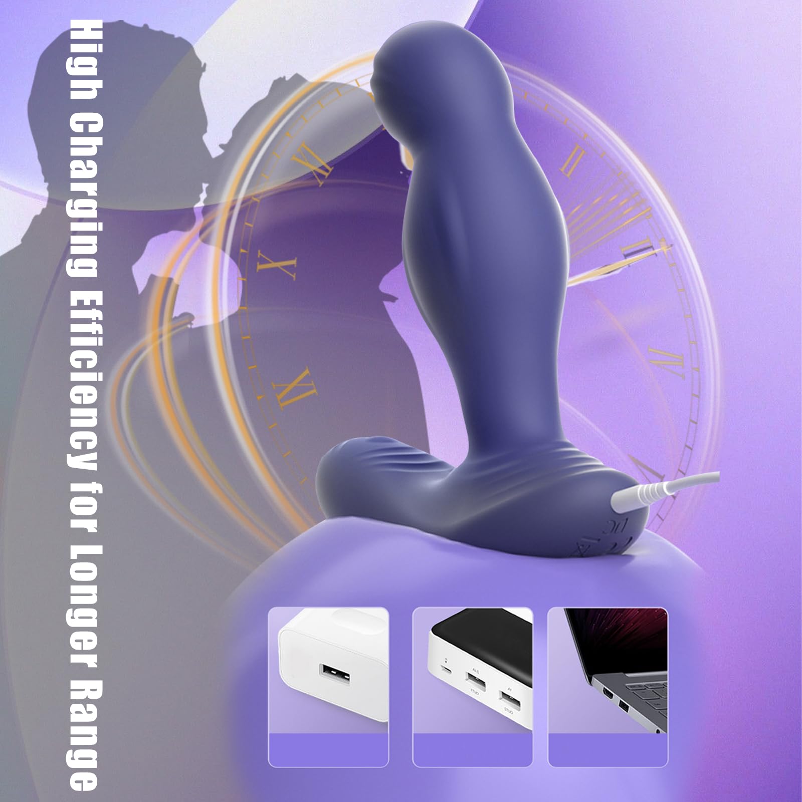 AMAZBEE Silicone Stimolatore Prostata uomini Vibratore Anale Telecomando Dildo Anale con Funzione di Schiaffo e Spinta Femmina o Gay Formazione Anale Sex Toys (Black)