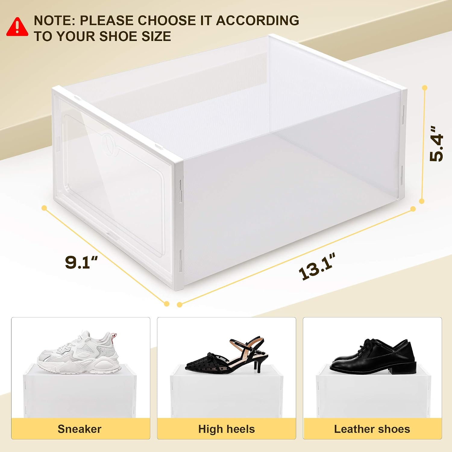 IPOW 12 Pack Thickened Clear Plastic Stackable Shoe Boxes, Foldable Shoe Organizer Sneaker Shoe Containers Shoe Storage Bins Drop Front Shoe Storage Boxes for Men, Women Kids