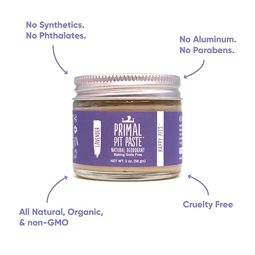 Miniatura 2 de Primal Pit Paste Desodorante natural sin aluminio, sin bicarbonato de sodio, lavanda (paquete de 1)  Respetuoso con la piel sensible, control eficaz