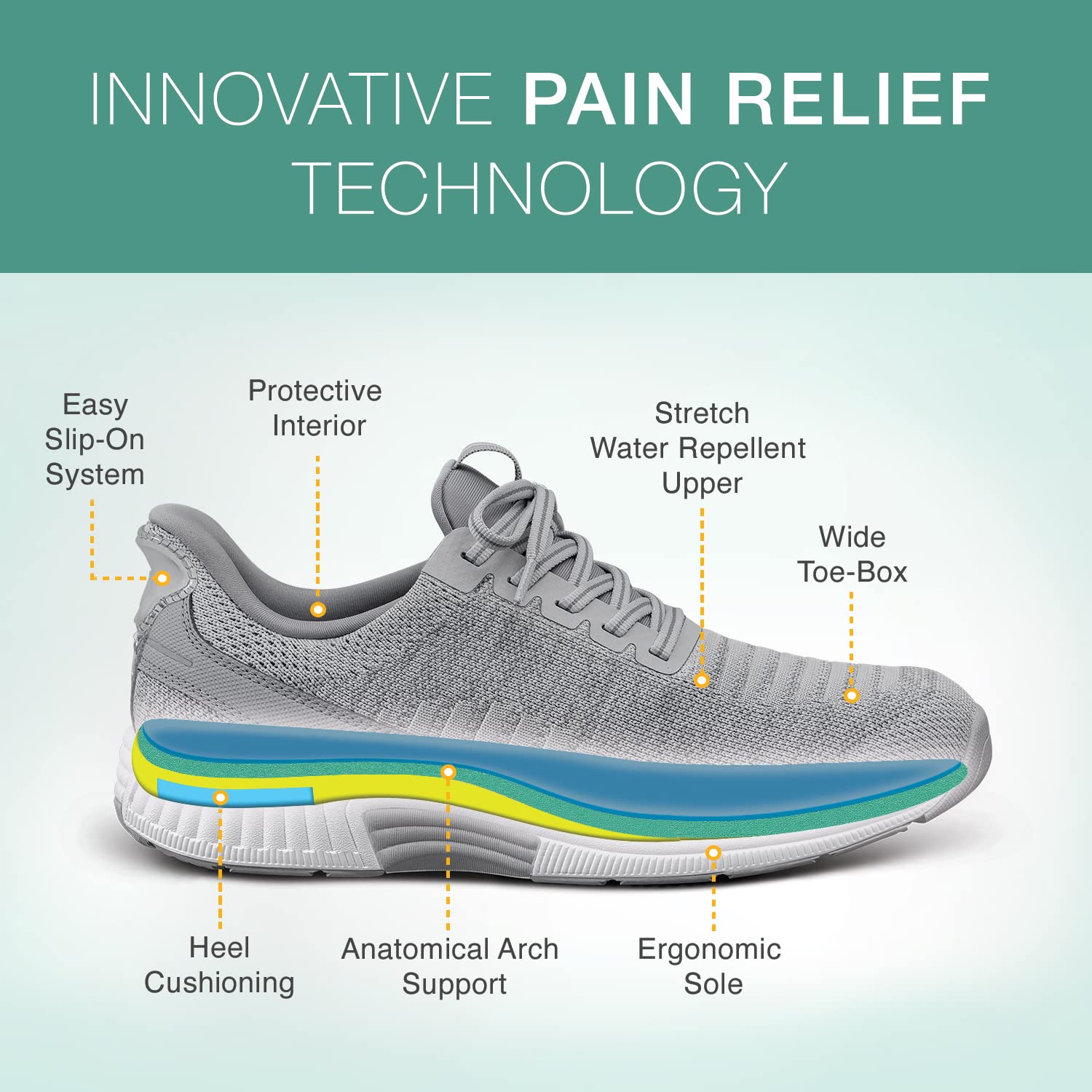 Orthofeet Hands-Free Kita - Zapatillas ortopédicas para mujer, gris, 41 EU X-Ancho