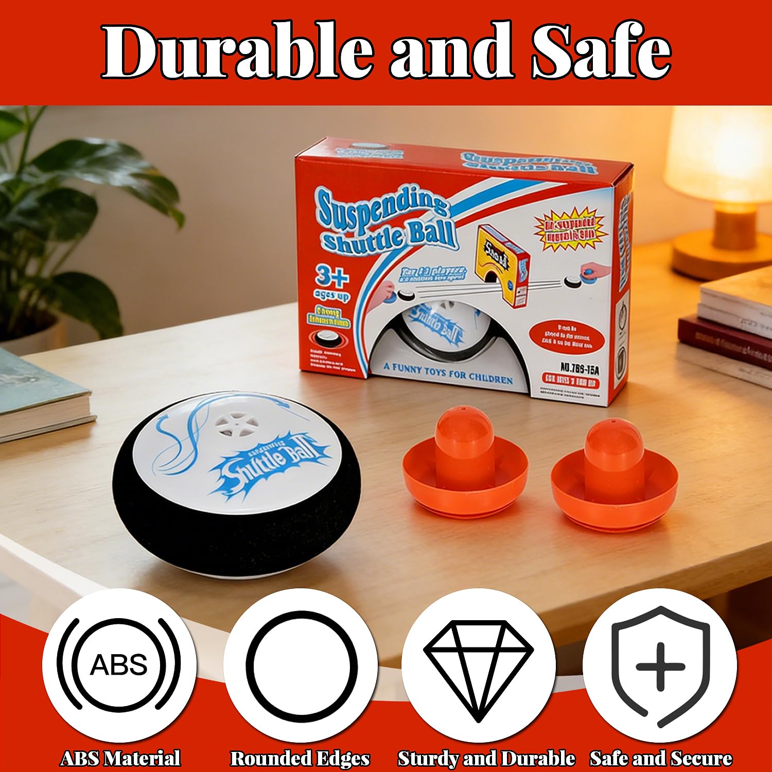 Air Hockey Hover Puck – Jeu Flottant Électrique Avec 2 Raquettes – Portable Pour Surfaces Lisses