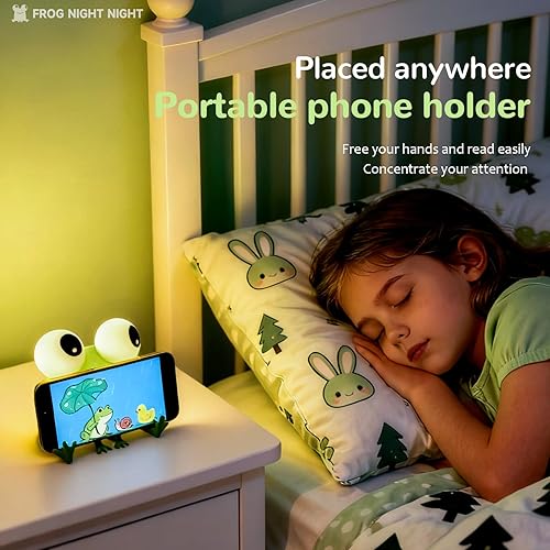 Miniatura 5 de Luz nocturna de rana para niños, luz nocturna de silicona regulable para guardería, lámpara de rana adecuada para decoración de habitación de niños