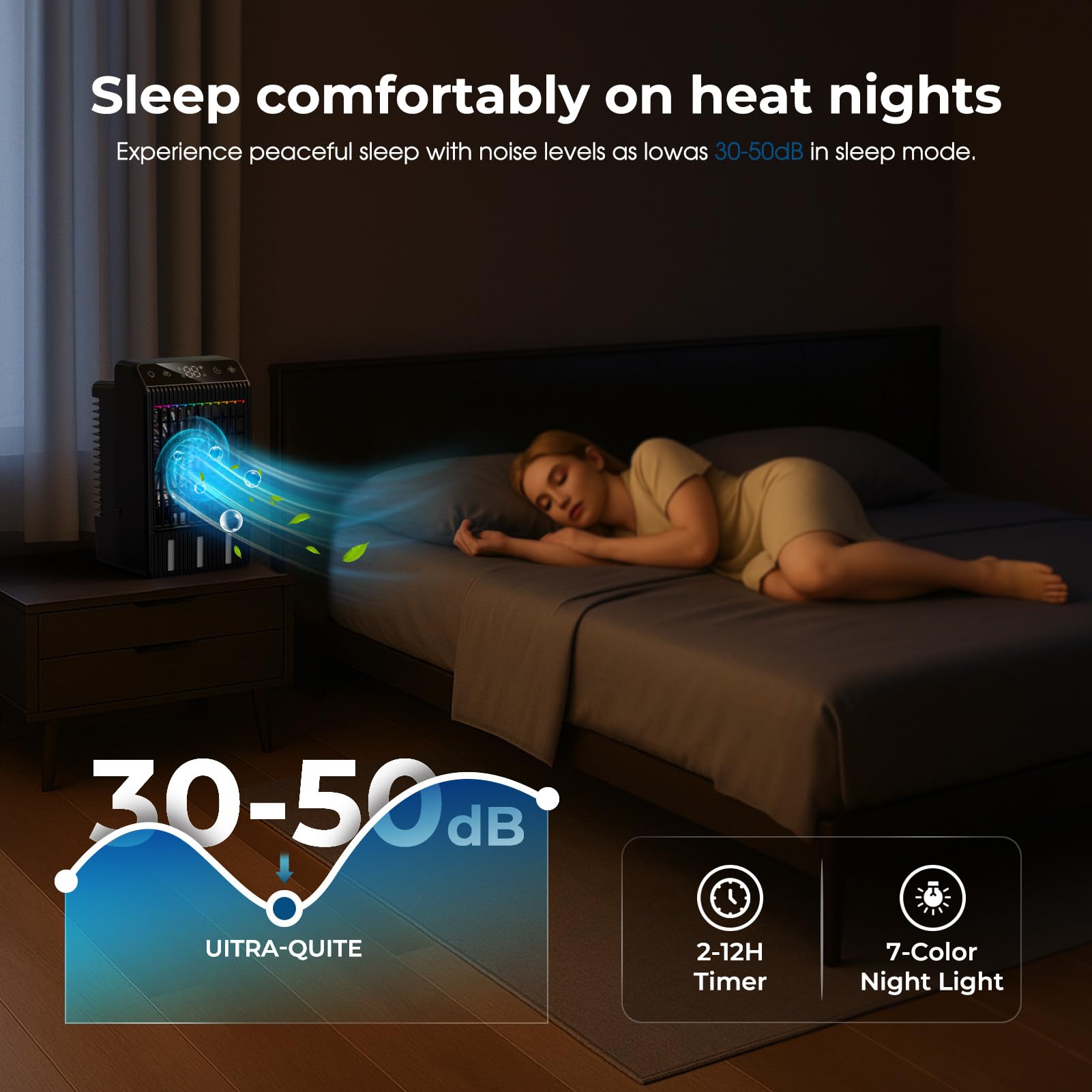 Aire Acondicionado Portátil, 800ML Mini Enfriador de Aire Portátil con Control de Aplicación, 5 en 1 USB Recargable con 6 Cajas de Hielo, Enfriador de Aire Portatil Interior