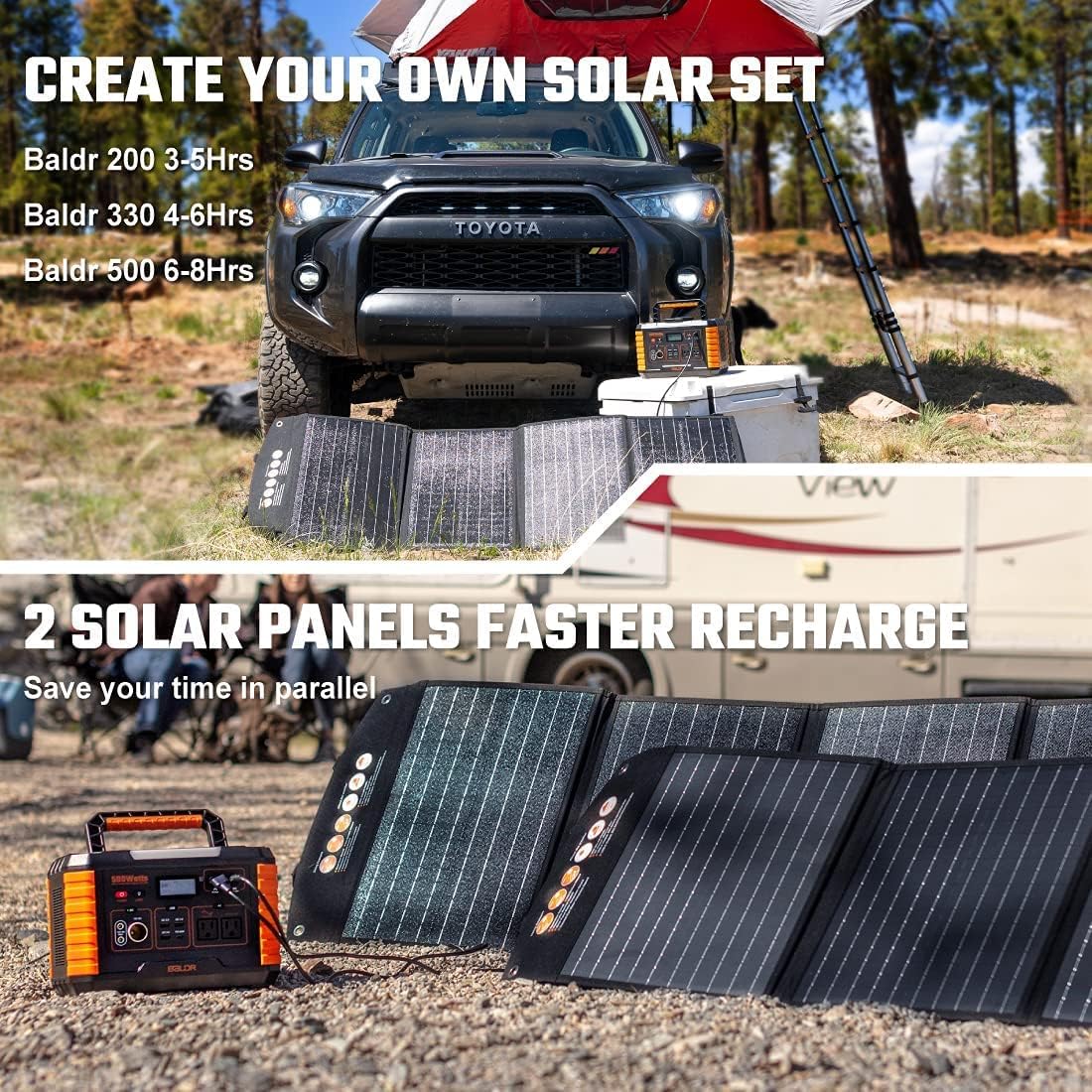 Best Deal BALDR 120W Portable Solar Panel for Jackery/ECOFLOW/Flashfish/ROCKPALS Power Station Generator, Foldable Solar Cell Charger with 2 USB Ports & 18V DC Output for RV Boat Car