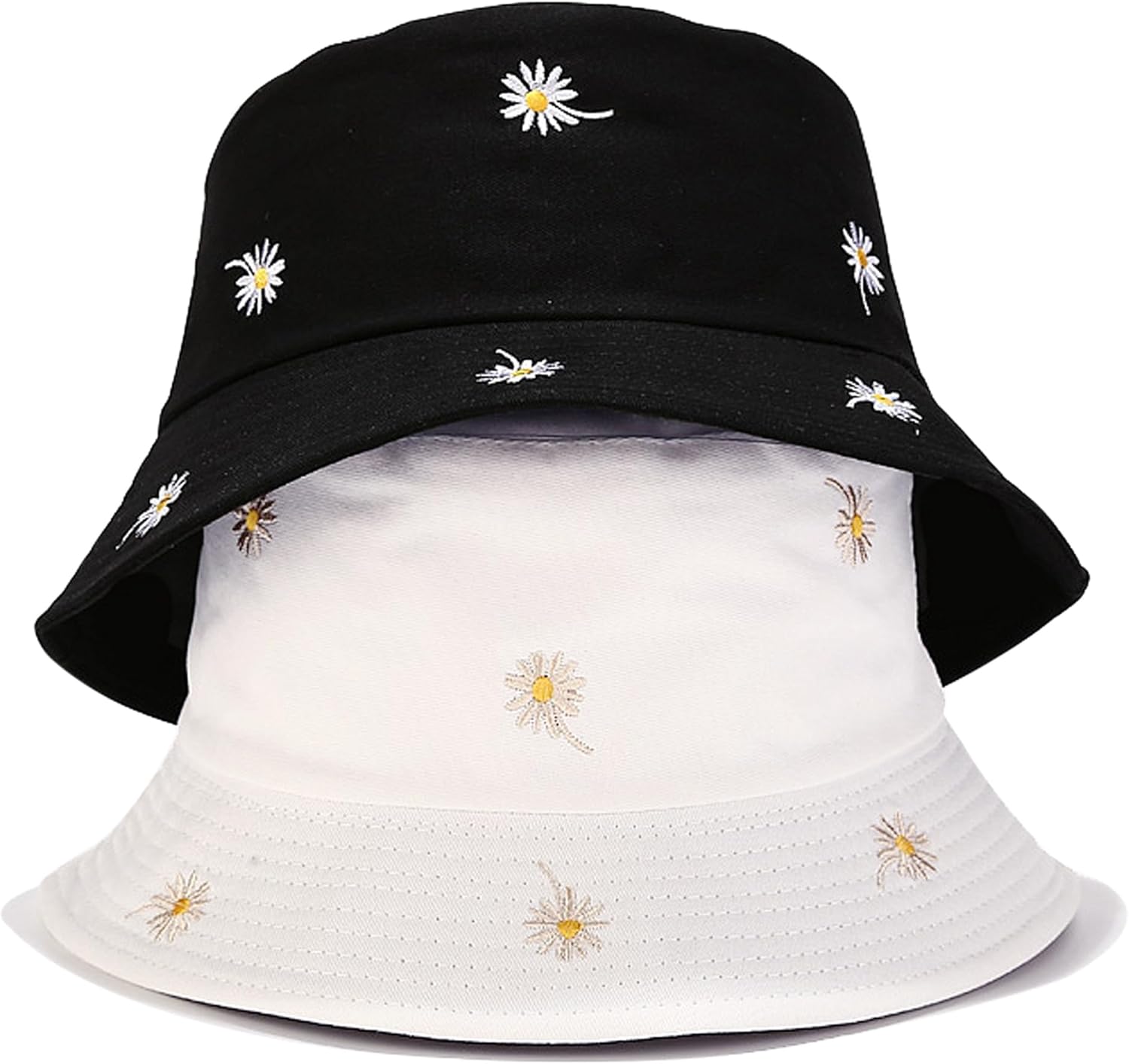 Umeepar Reversible Embroidered Daisy Bucket Hat Packable Beach Sun Hat for Women Men - Image 3