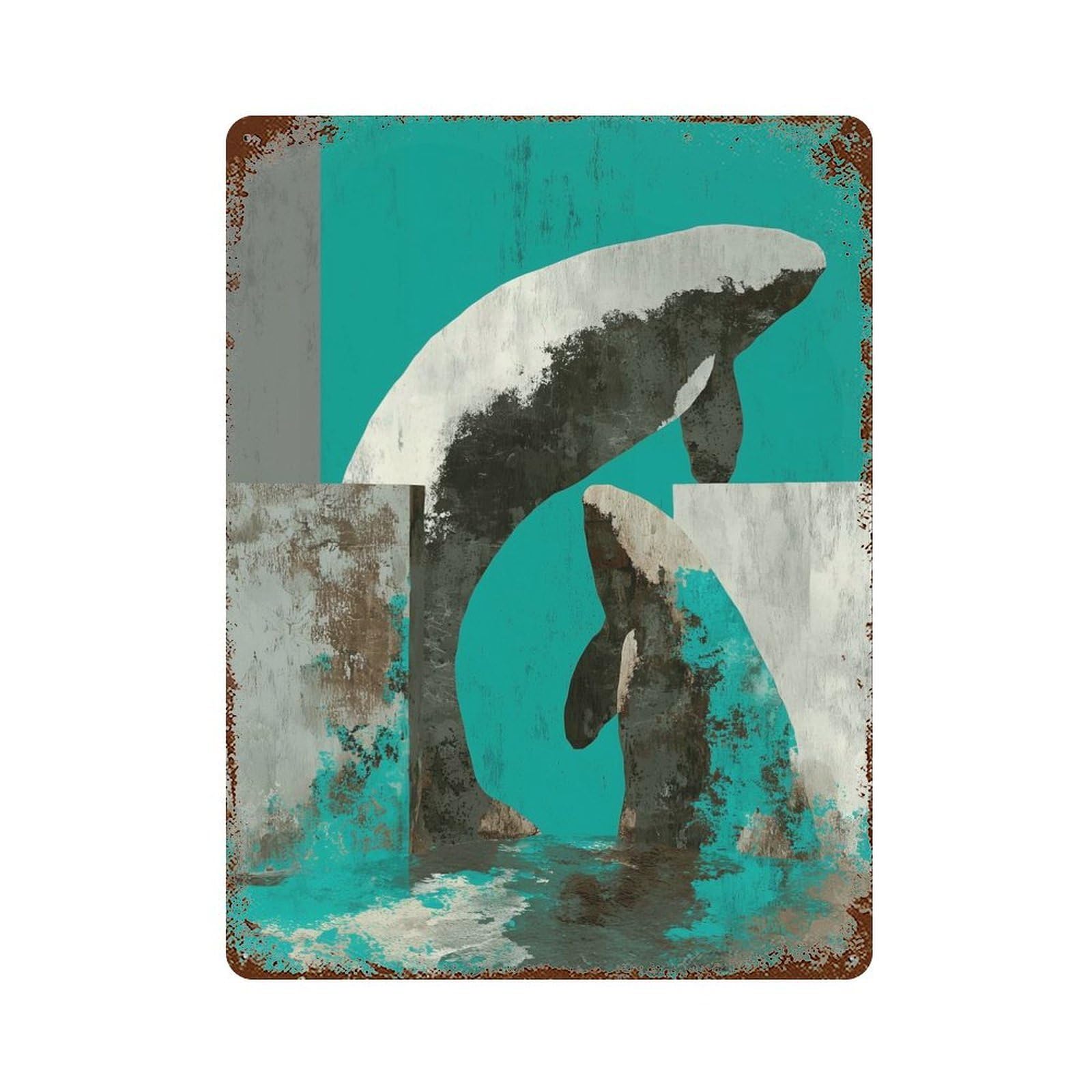 Garage Style Whale Motion Vintage Rust Metal Sign 15.7"x11.8", Vintage Wall Decor for Bar And Workshop