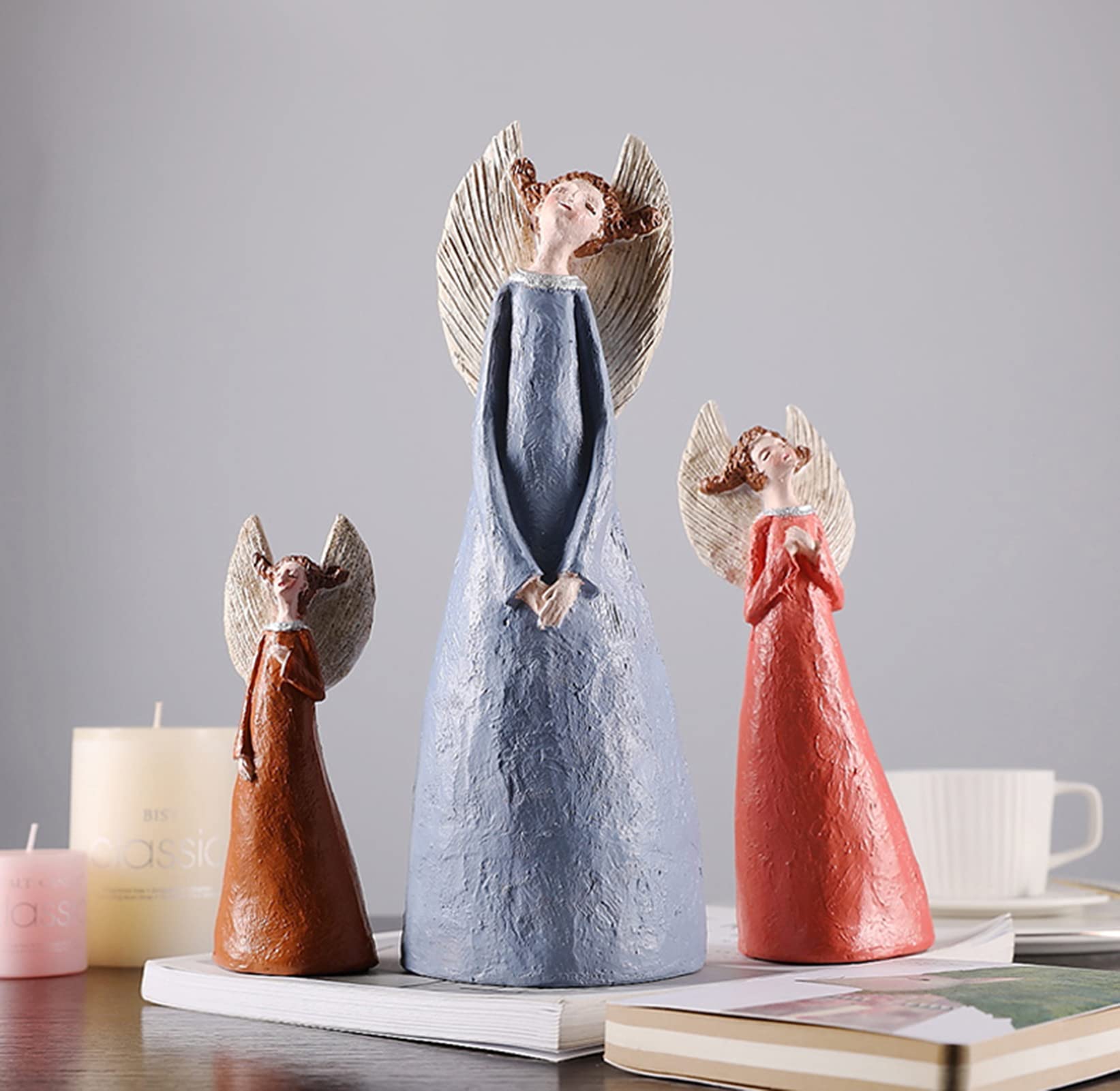 Engel Modell Dekoration, Engel Mädchen Statue Harz bemalt Handwerk Home Desktop Show Dekoration 3 STÜCKE Geschenk