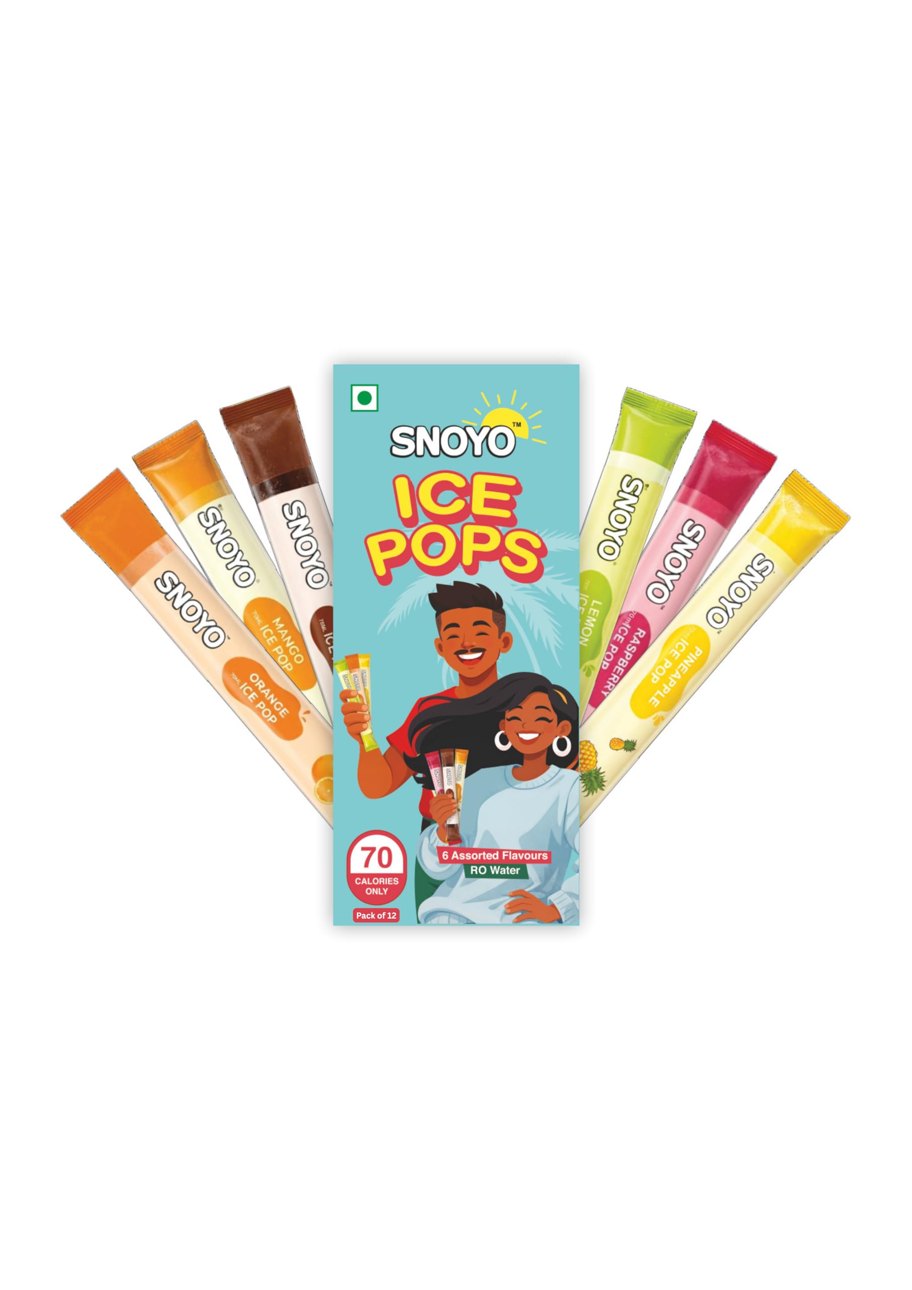 SNOYO Ice Pops, 6 Assorted Flavours, Pack of 12, (Orange, Pineapple, Raspberry, Mango, Lemon, Cola)-image-13
