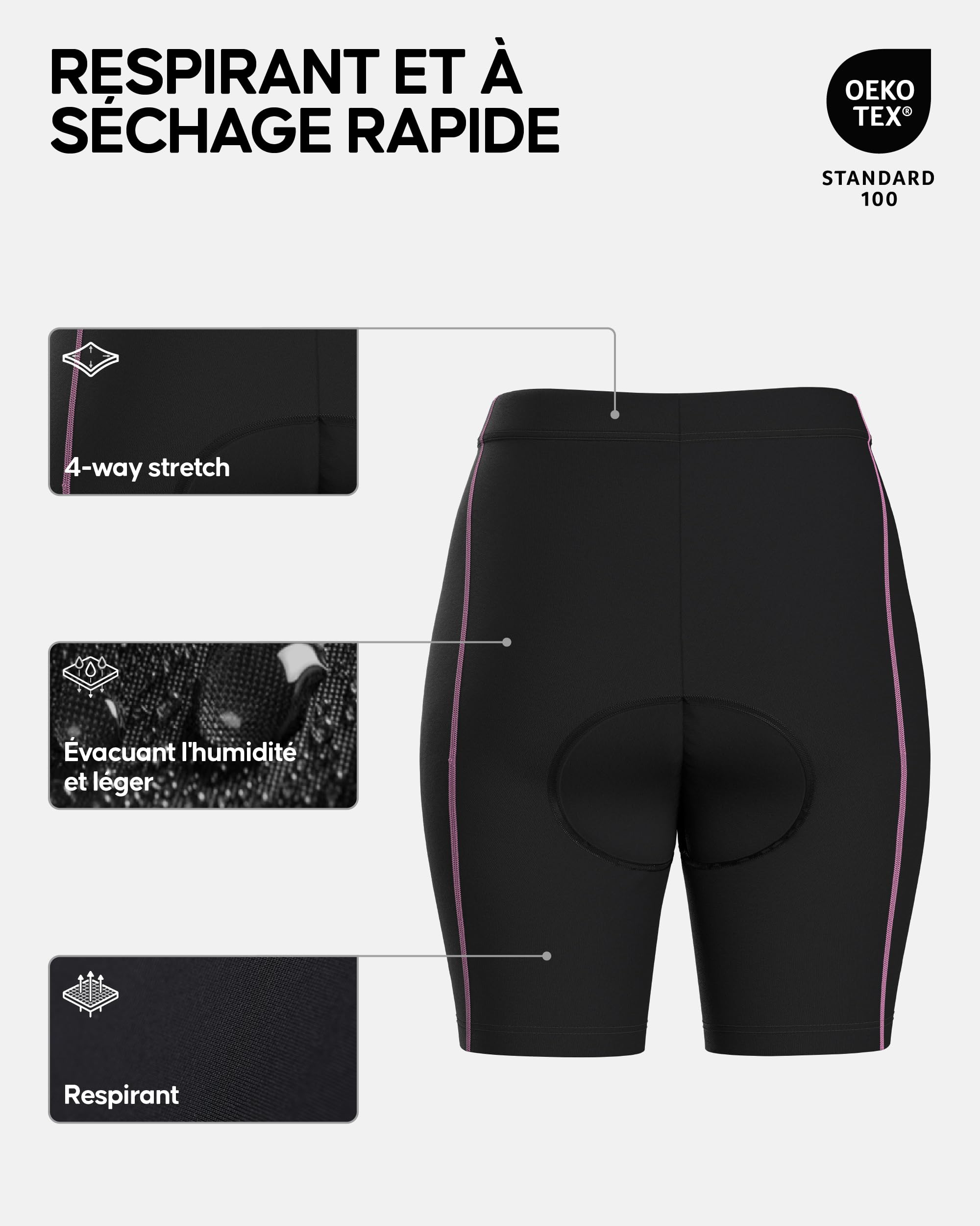 DANISH ENDURANCE Cuissard Vélo Femme, Rembourrage 3D, Short de Cyclisme Respirant et Élastique