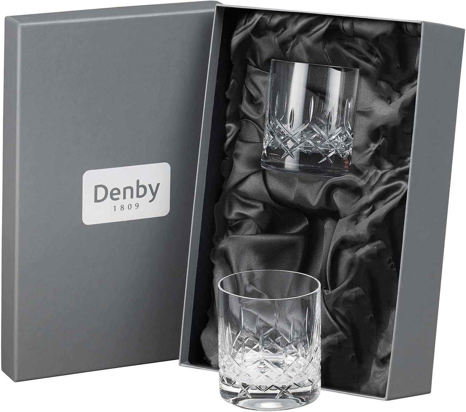 Denby - Celeste Crystal White Wine Glasses Set of 2-350ml - Lead-Free, Hand Cut Design, Long Stem Red & White Wine Glasses - Dishwasher Safe - for Cocktails, Aperol Spritz - with Gift Box